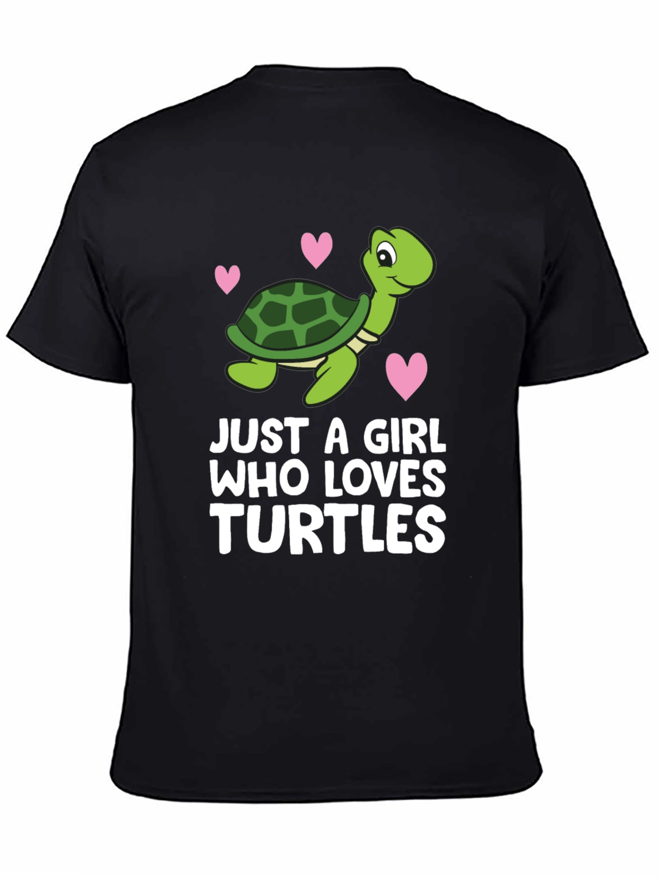 Black Cute Turtle Lover Tee - "Just A Girl Who Loves Turtles" view 4
