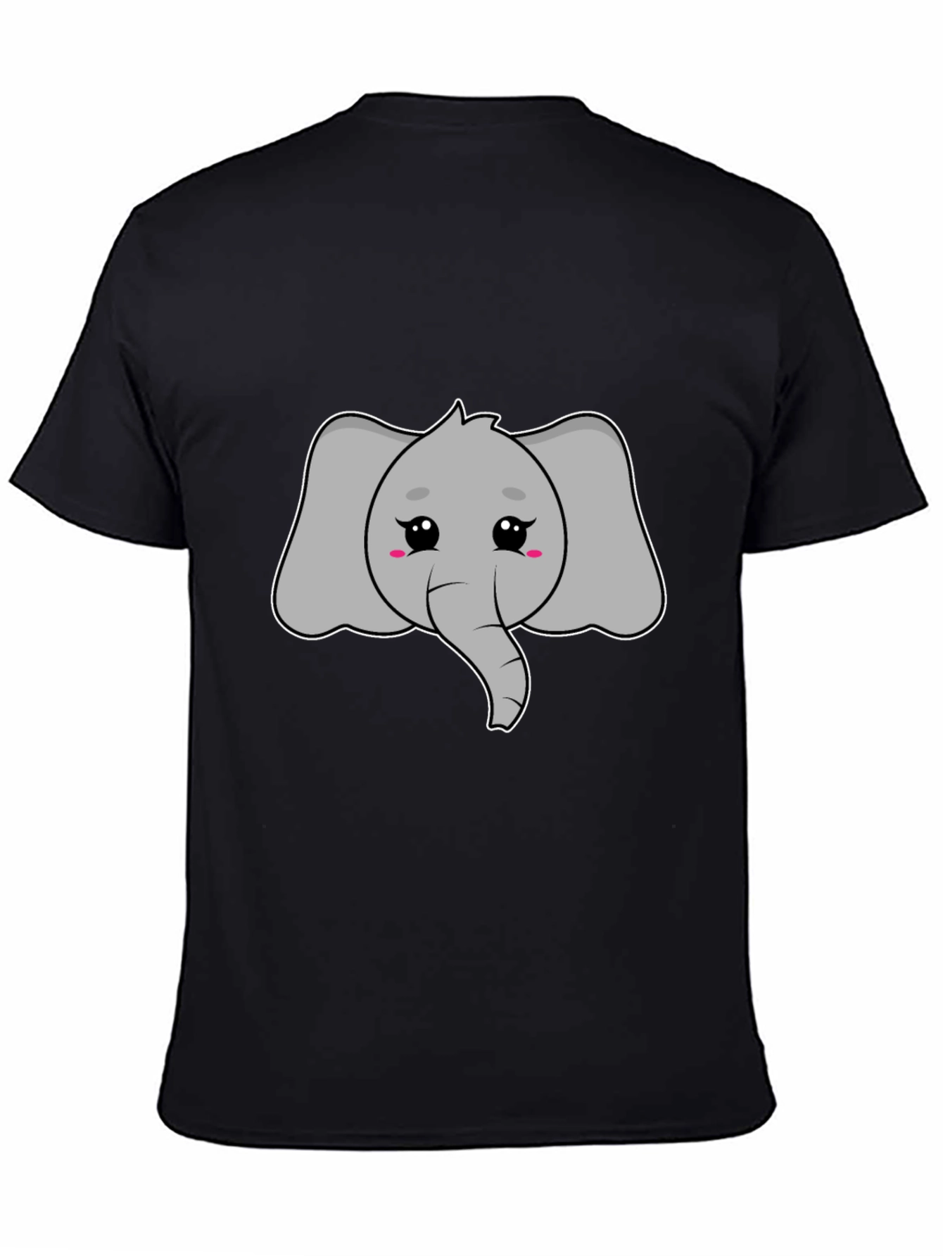 Black Cute Elephant Graphic Tee - Unisex Black T-Shirt view 4