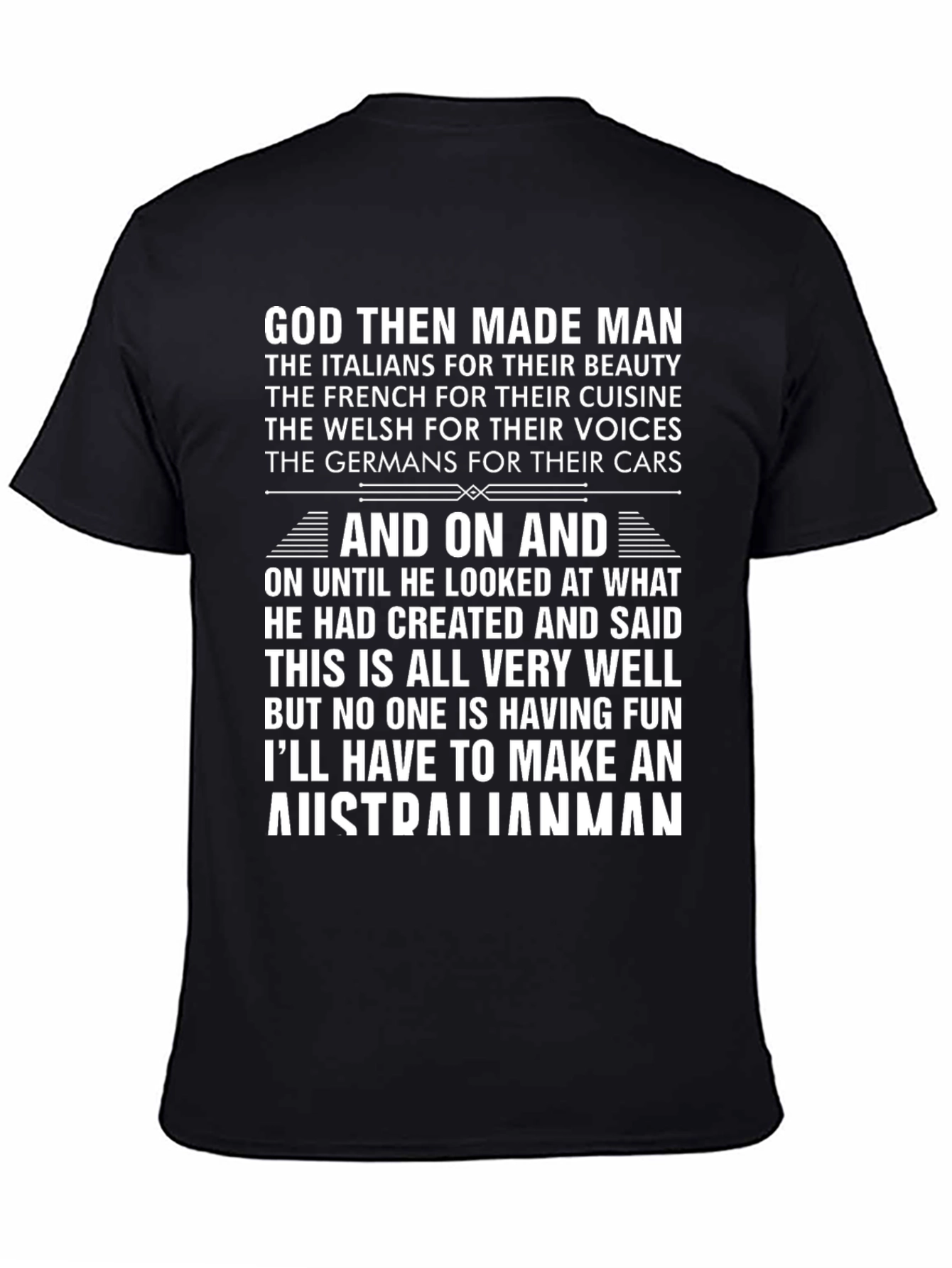 Black God Then Made Man Australian Funny T-Shirt view 4