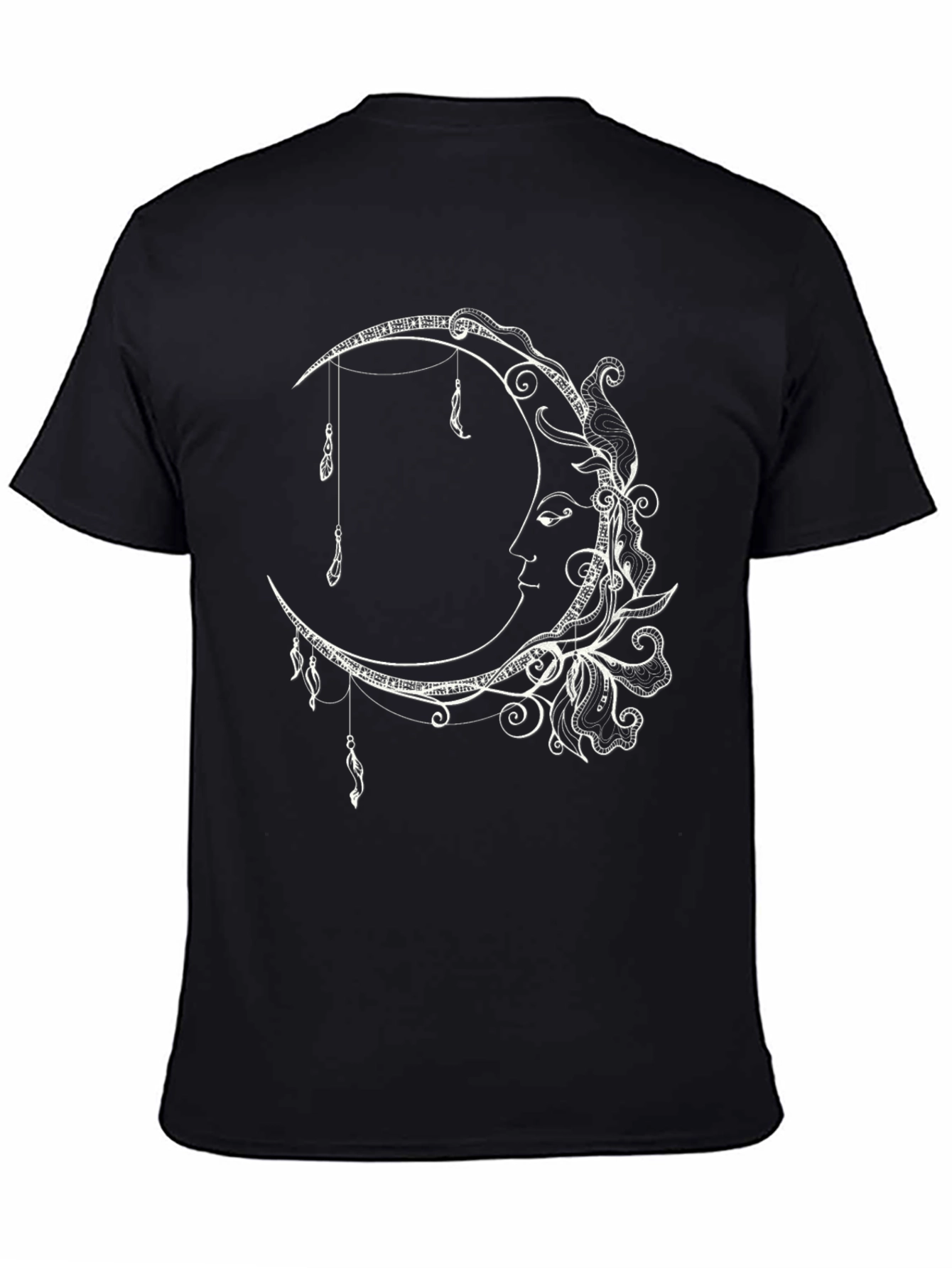 Black Celestial Moon T-Shirt - Artistic Crescent Moon Design view 4