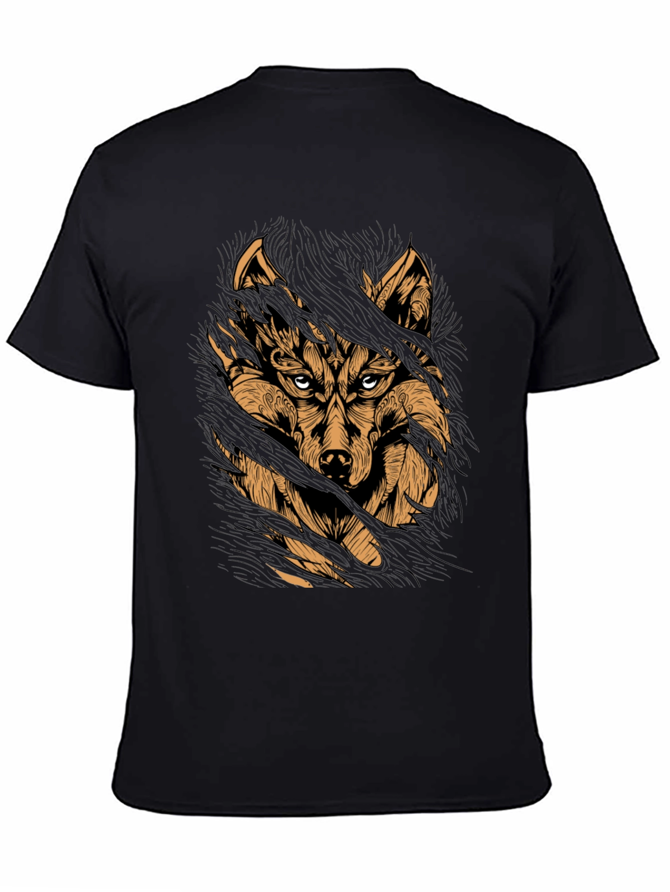 Black Wolf Graphic Print Black T-Shirt view 4