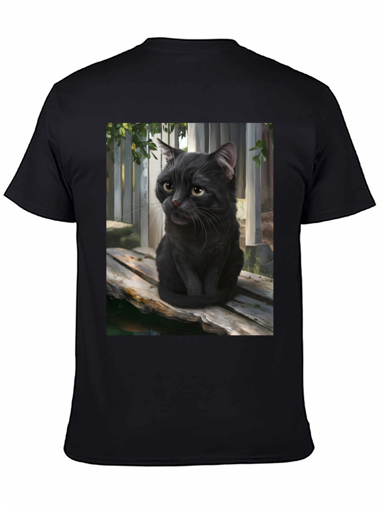 Black Black Cat Portrait Graphic T-Shirt view 4