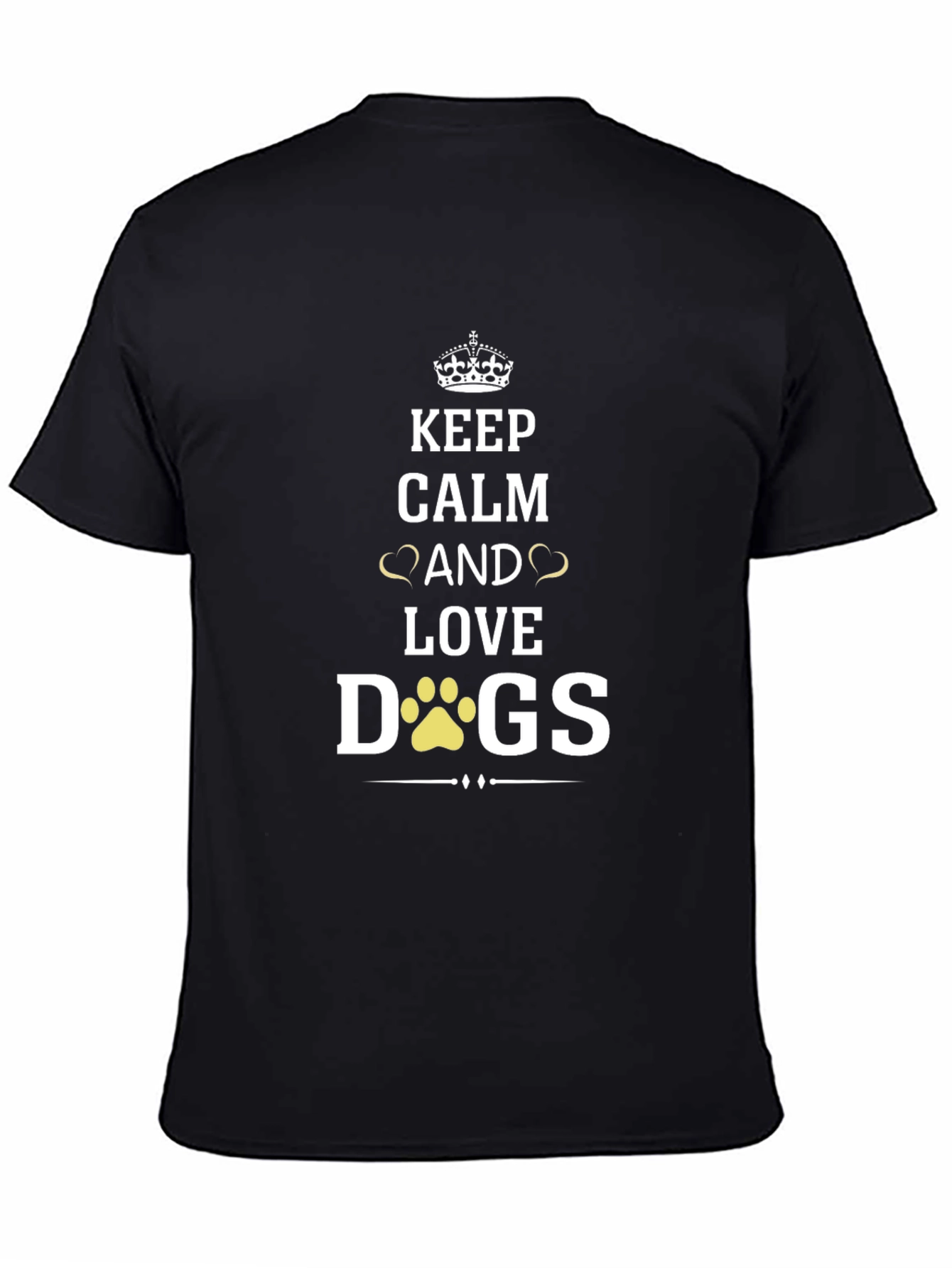 Black Keep Calm and Love Dogs T-Shirt - Black view 4