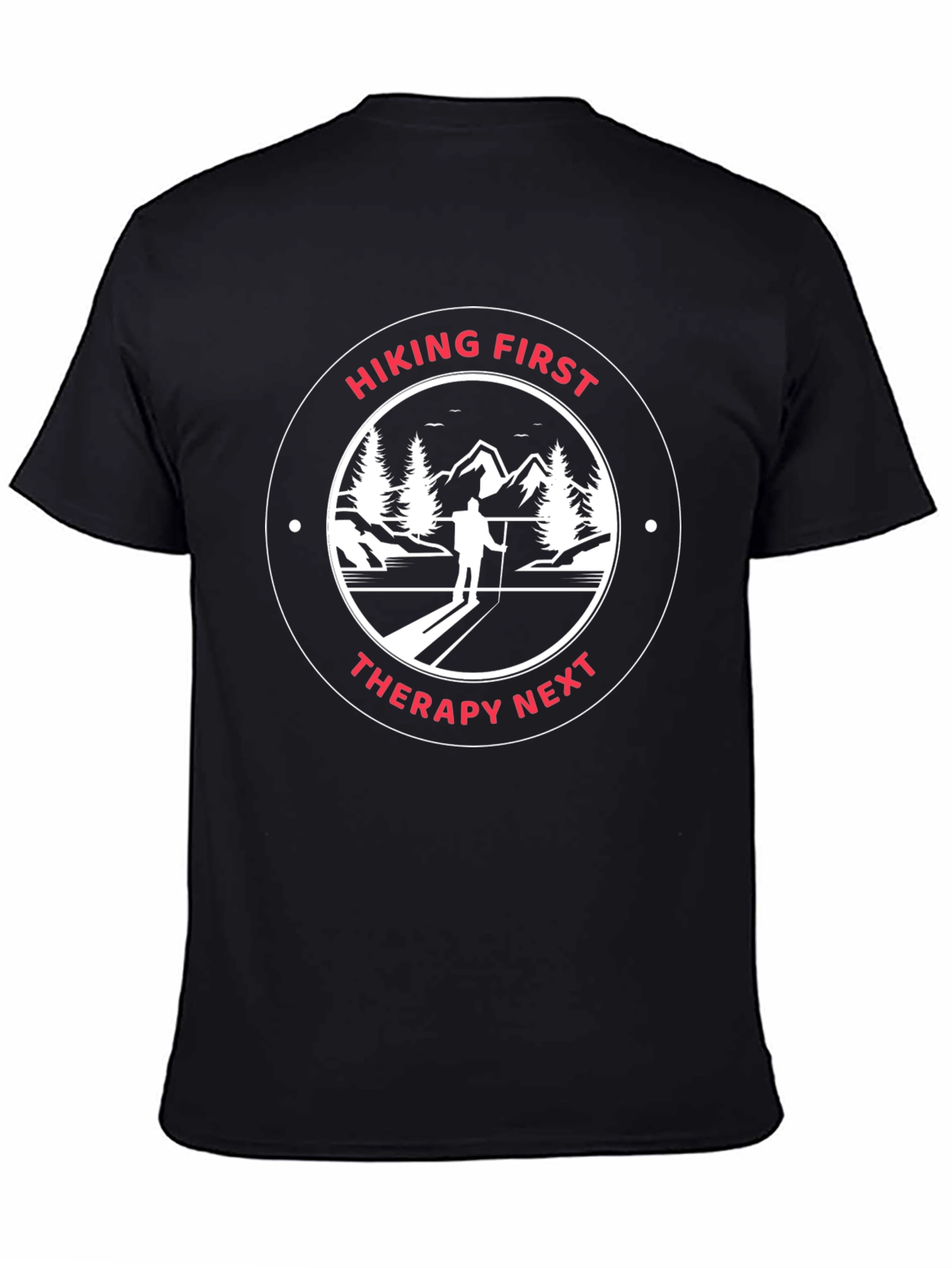 Black Hiking First Therapy Next Graphic T-Shirt view 4