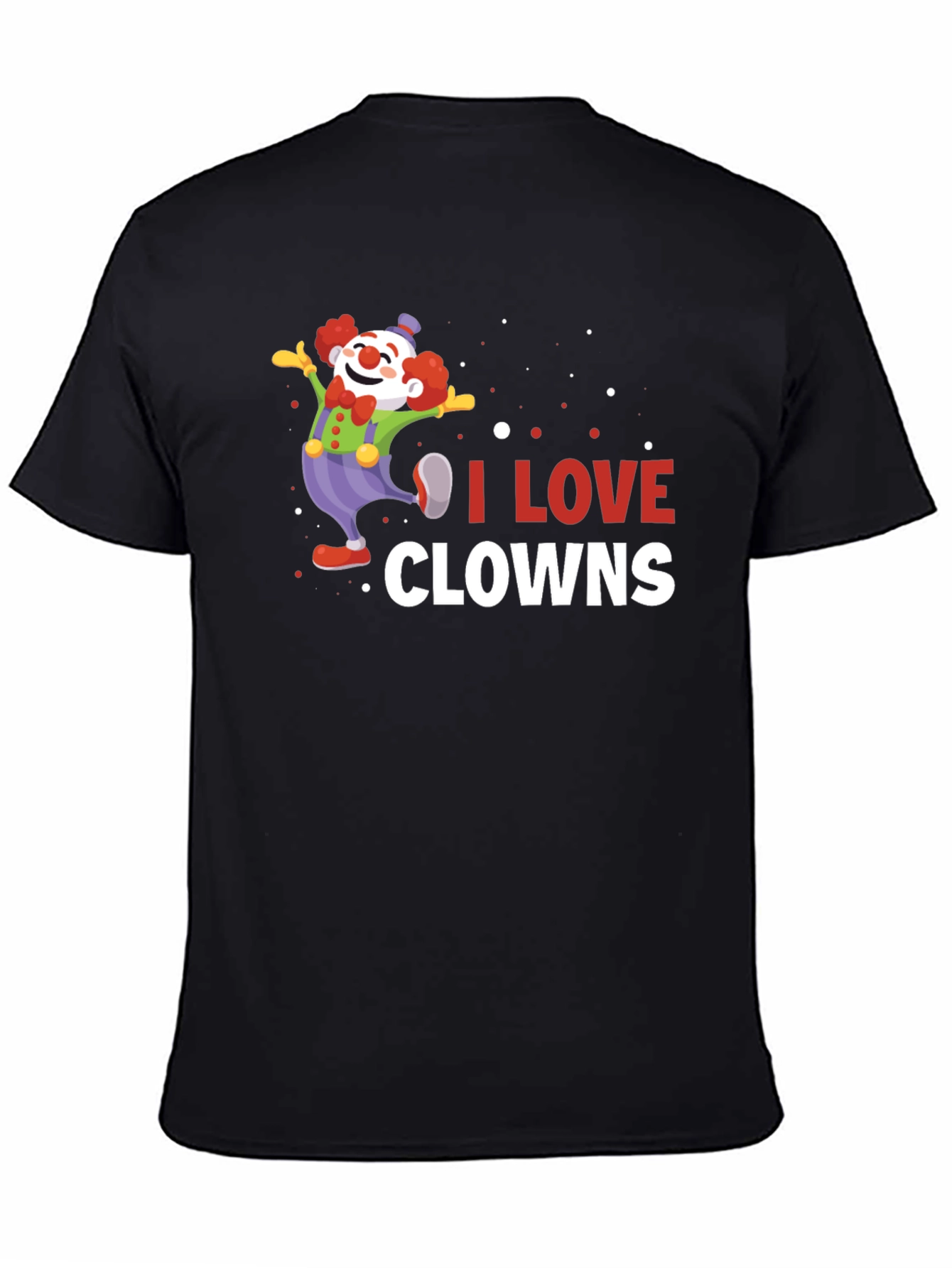 Black I Love Clowns Graphic Tee - Black Cotton T-Shirt view 4