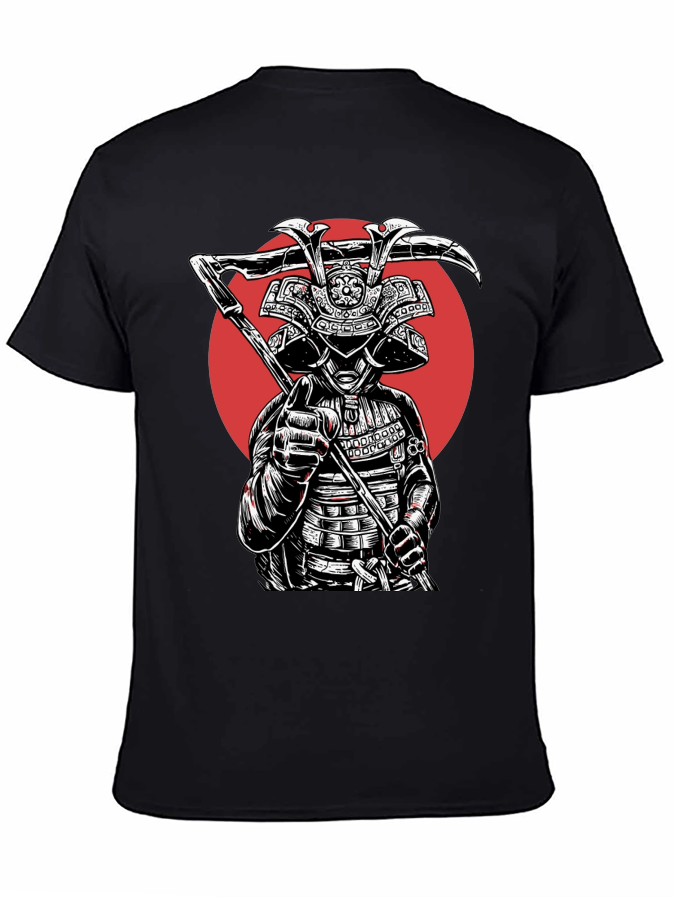 Black Samurai Warrior Graphic Tee - Black Cotton Blend view 4