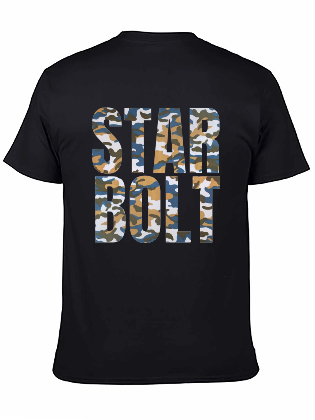 Black Star Bolt Camo Print Black T-Shirt view 4