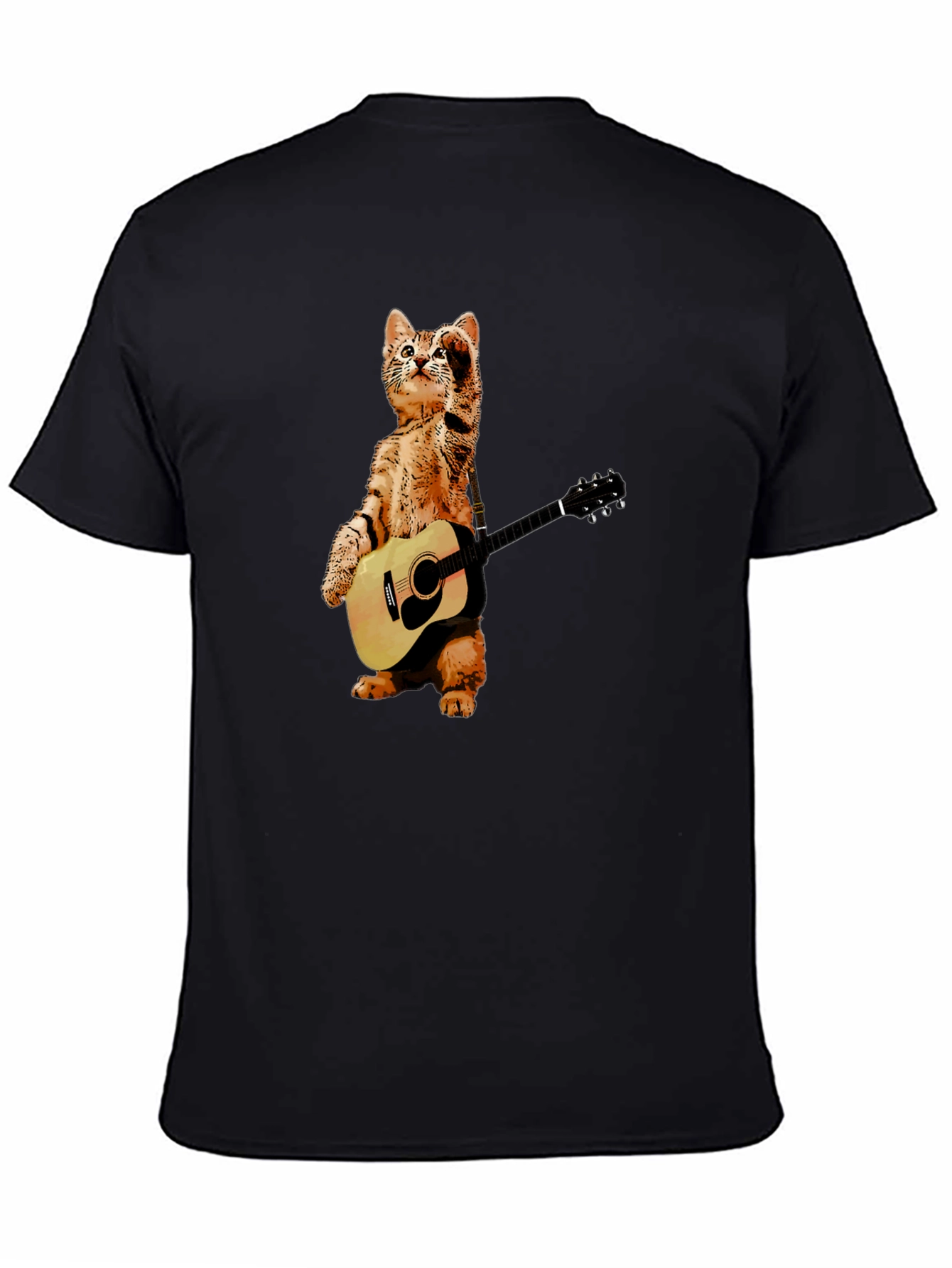 Black Cat Playing Guitar T-Shirt view 4