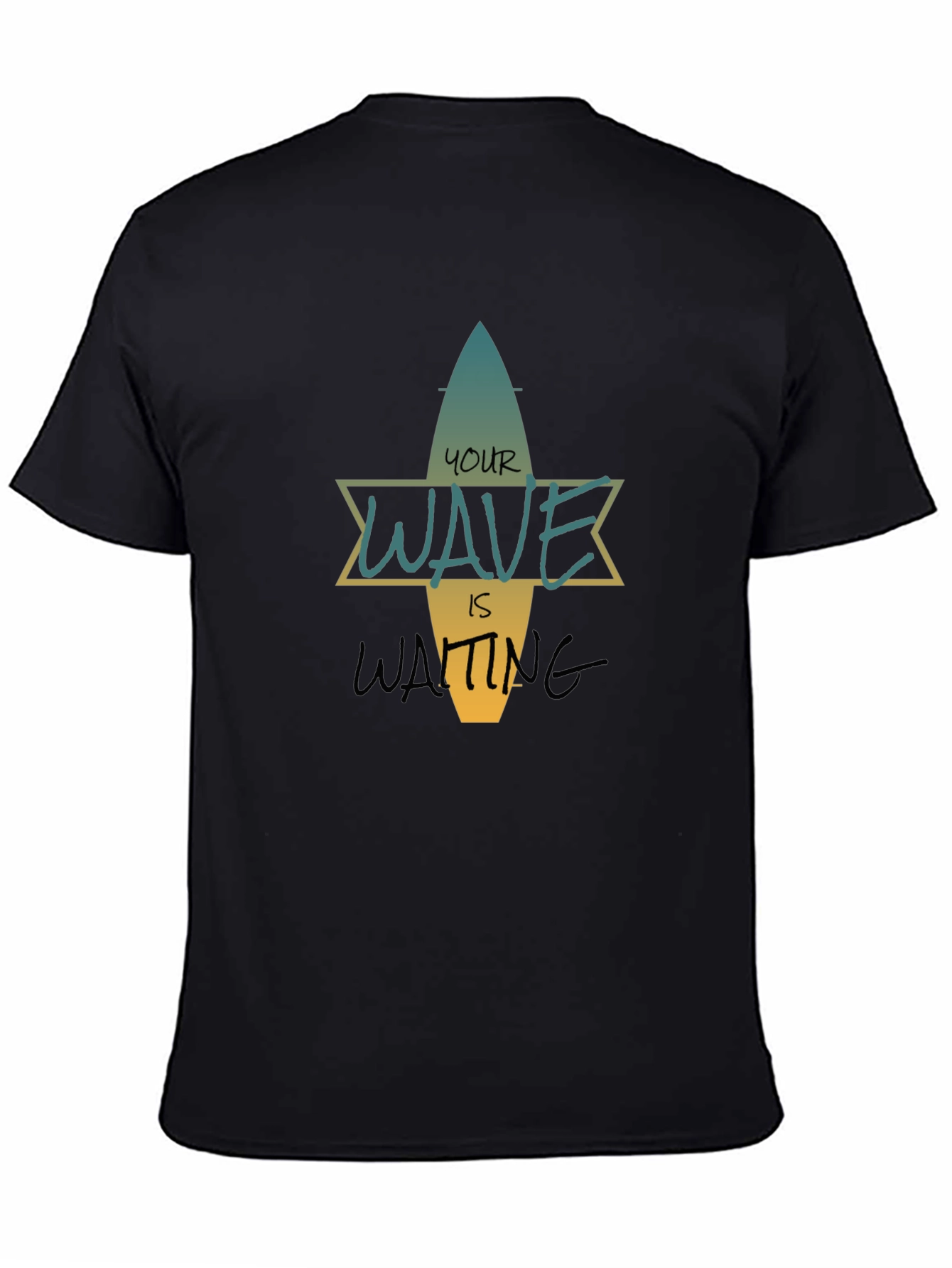 Black Your Wave Is Waiting Black Graphic T-Shirt view 4