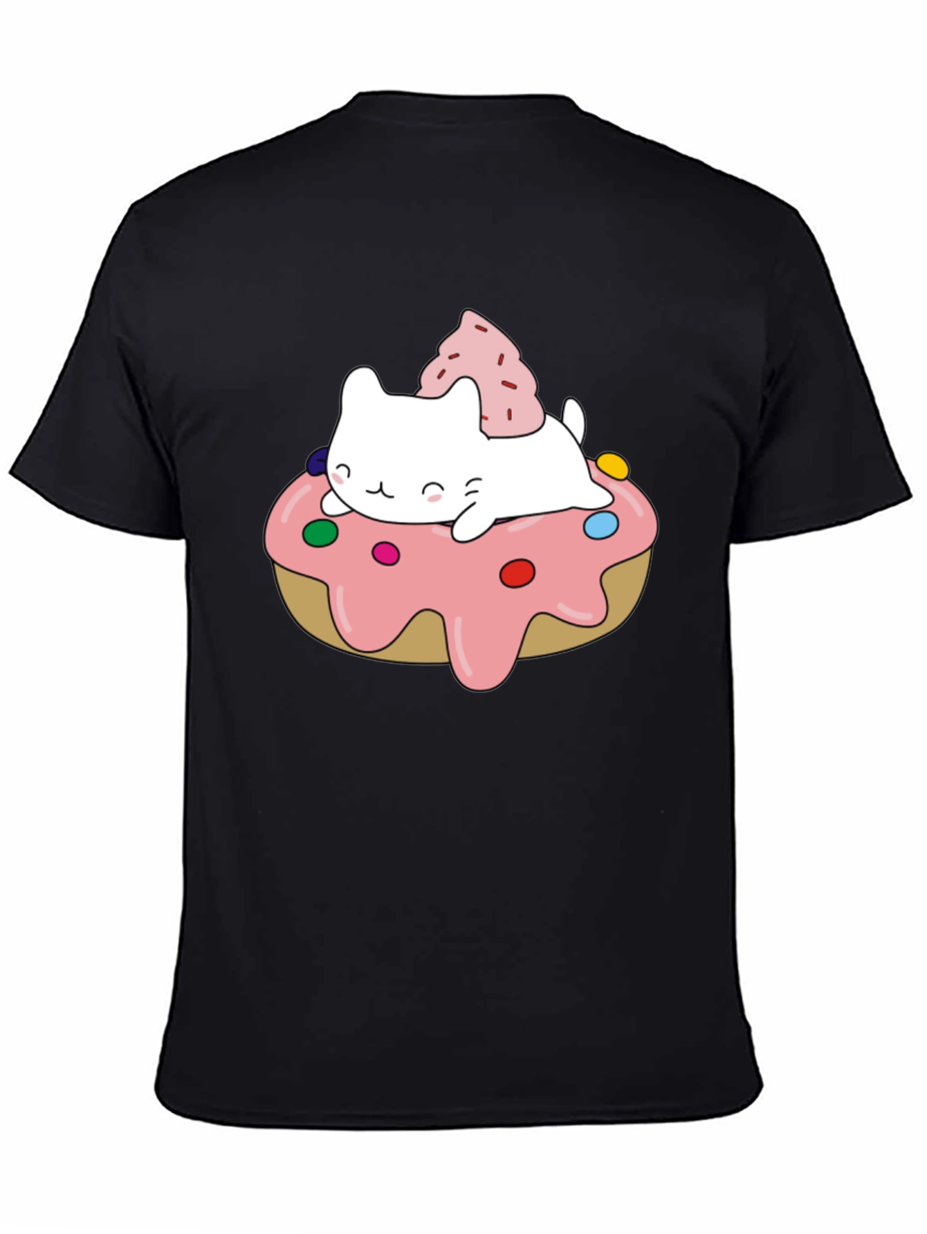 Black Cute Cat Donut T-Shirt - Sweet Style view 4