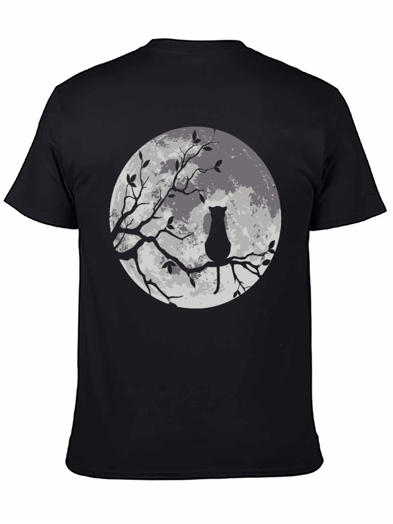 Black Moon Cat Graphic Tee - Stylish Black T-Shirt view 4