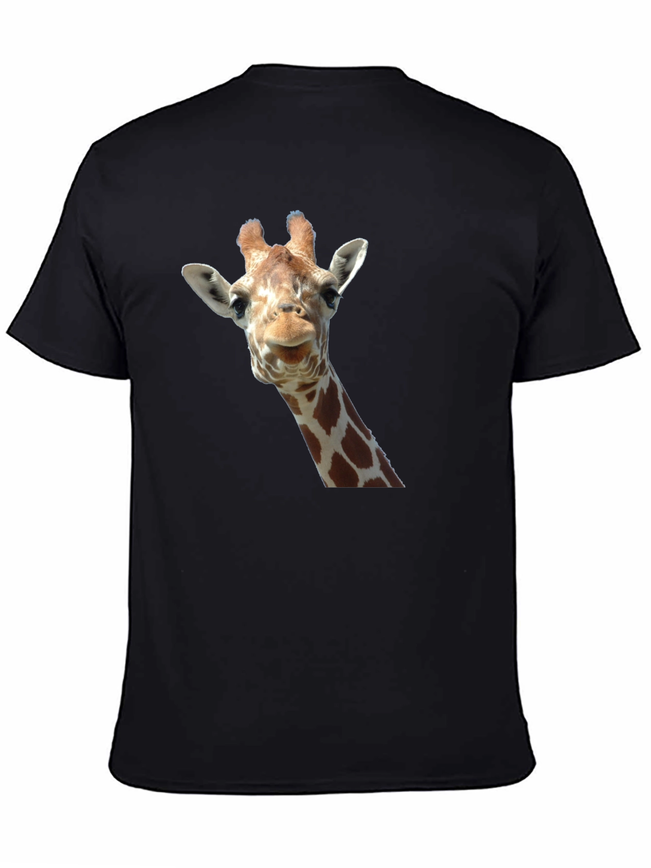 Black Giraffe Head Graphic Print Black T-Shirt view 4