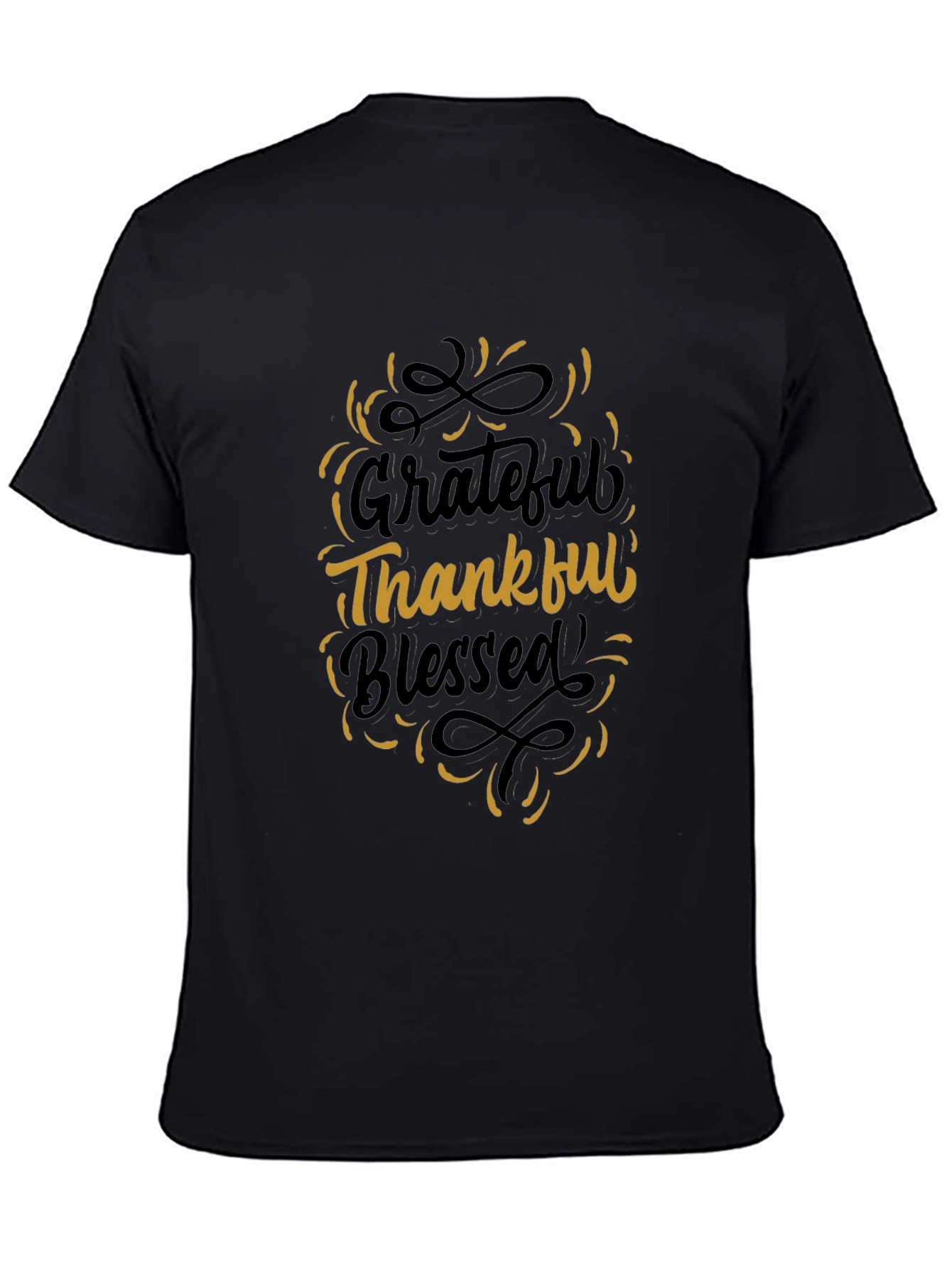 Black Grateful Thankful Blessed Graphic T-Shirt view 4