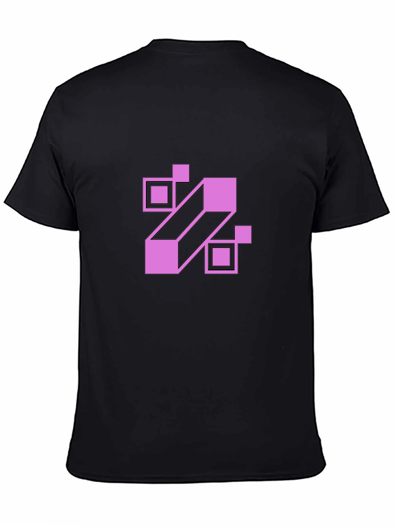 Black Geometric Pink Graphic Black T-Shirt view 4