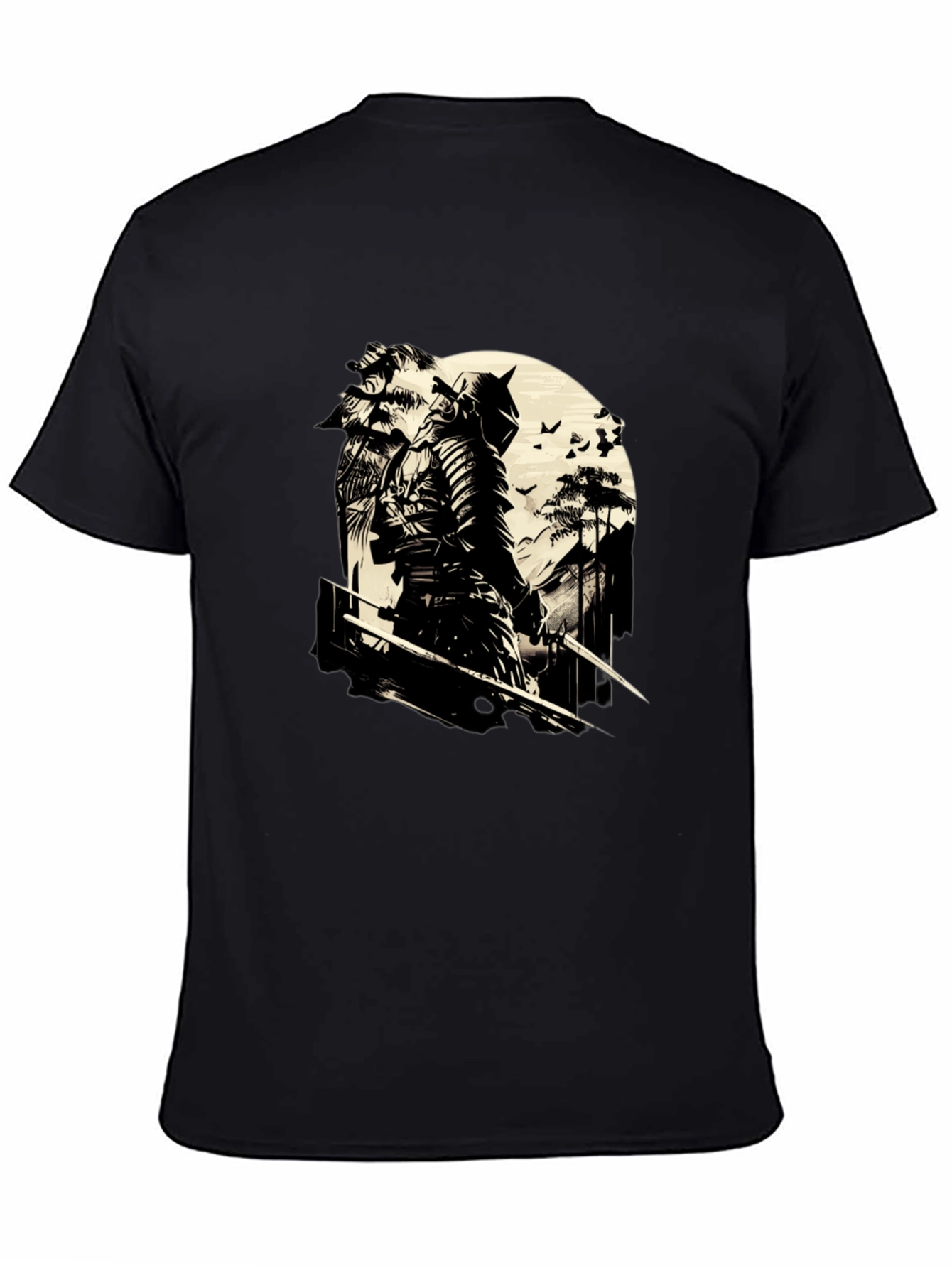 Black Samurai Graphic Print Black T-Shirt view 4
