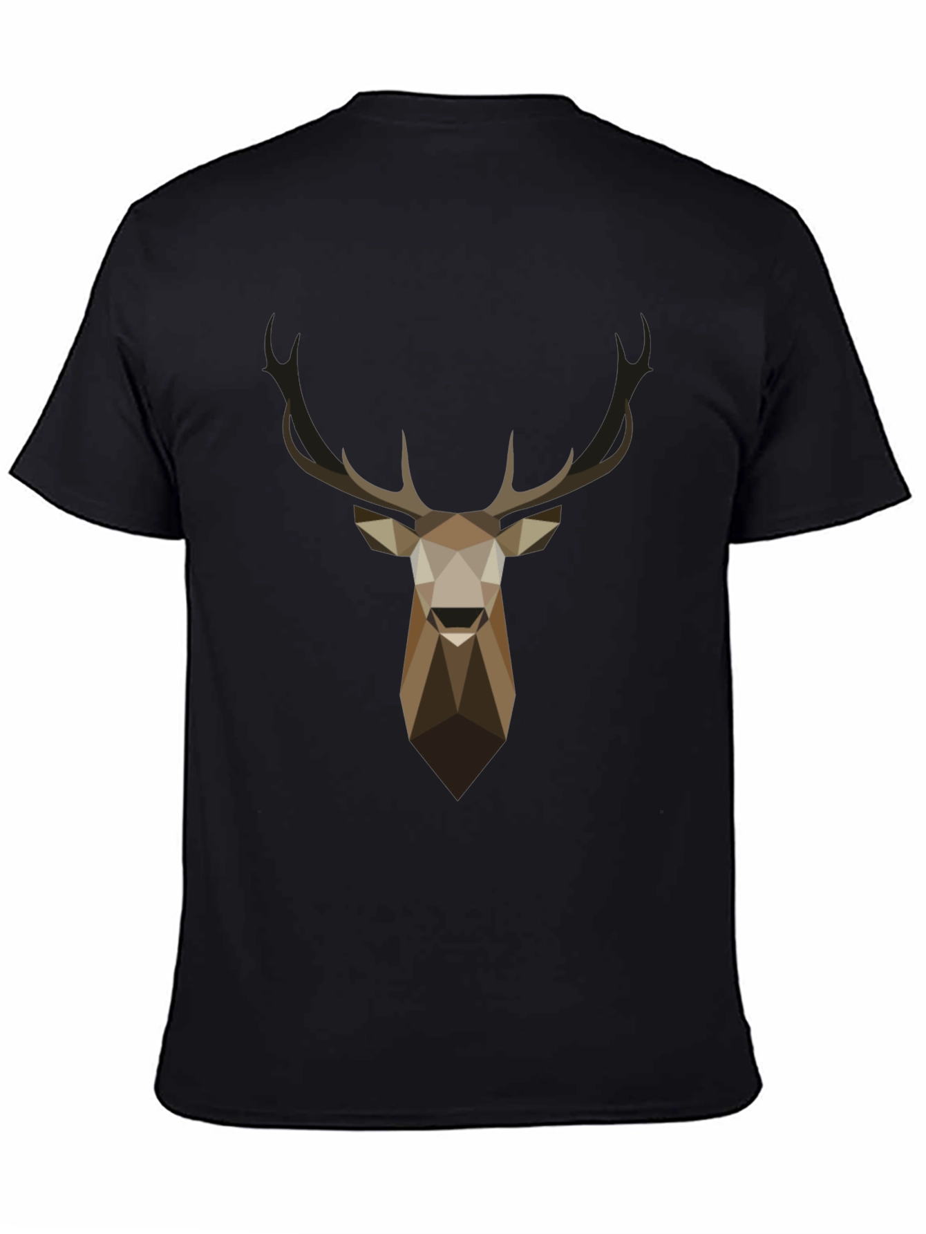 Black Geometric Deer Head Graphic T-Shirt - Black view 4