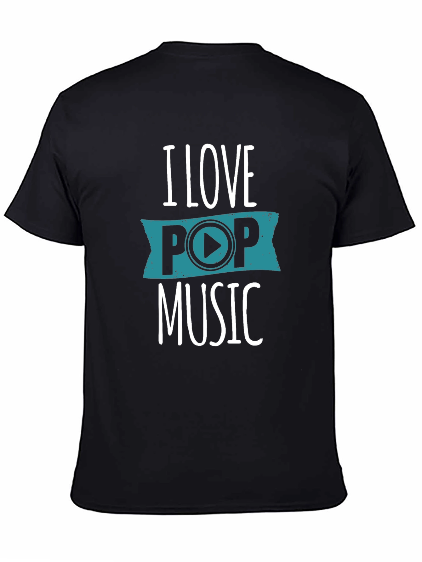 Black I Love Pop Music Graphic T-Shirt - Black view 4