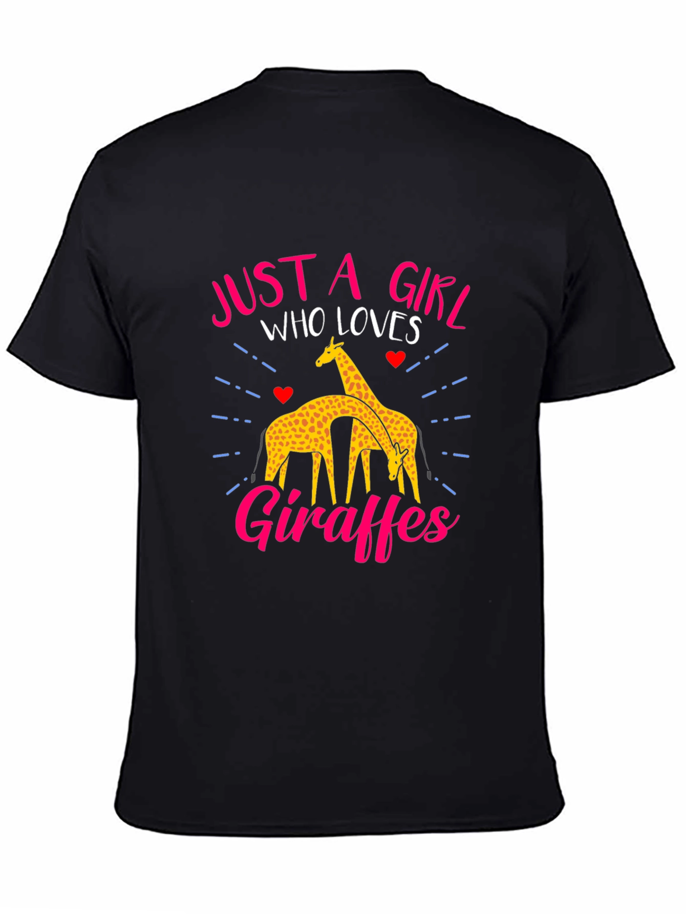 Black Just a Girl Who Loves Giraffes Black T-Shirt view 4