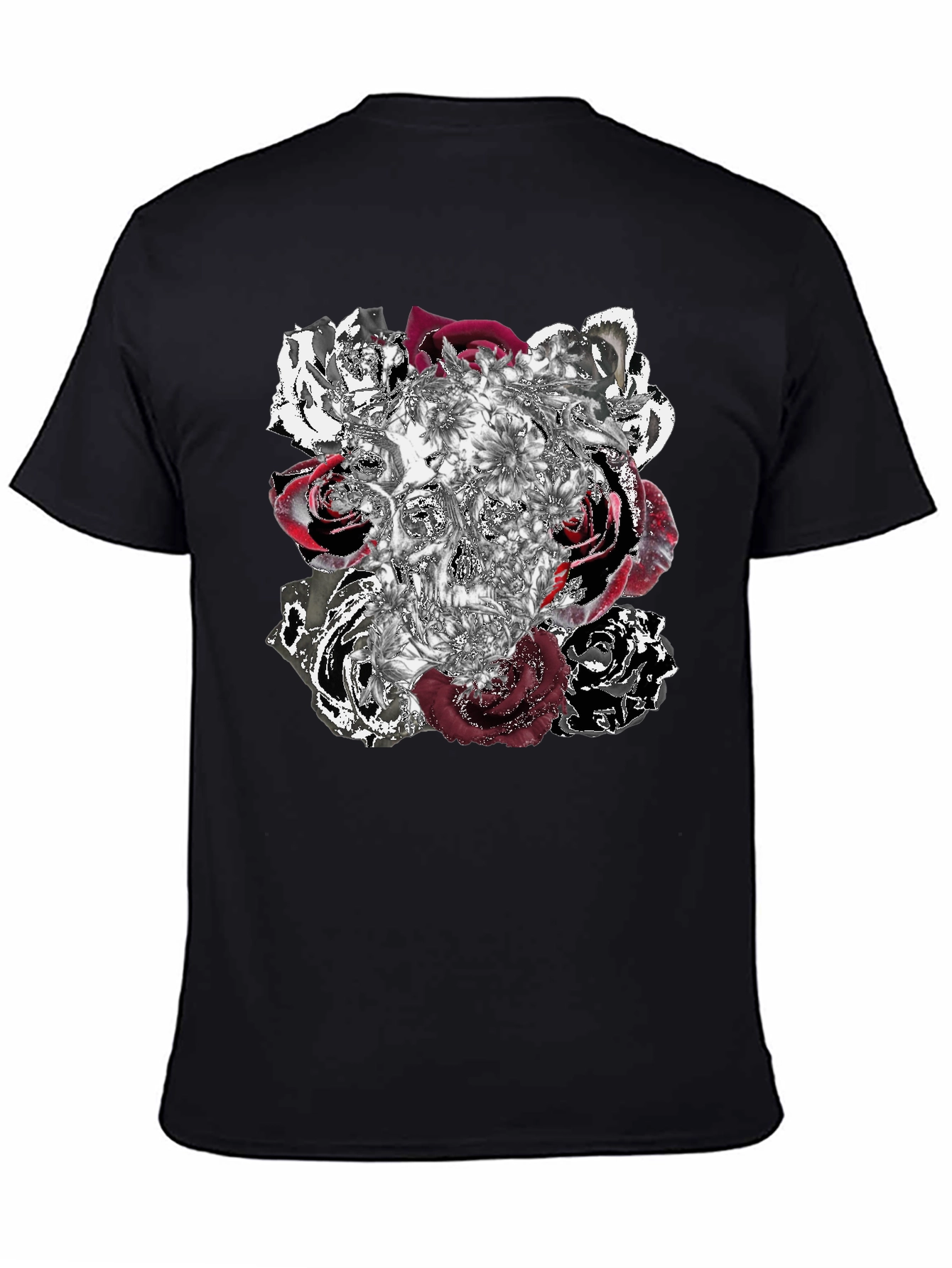 Black Skull Roses Graphic Tee - Unique Design view 4
