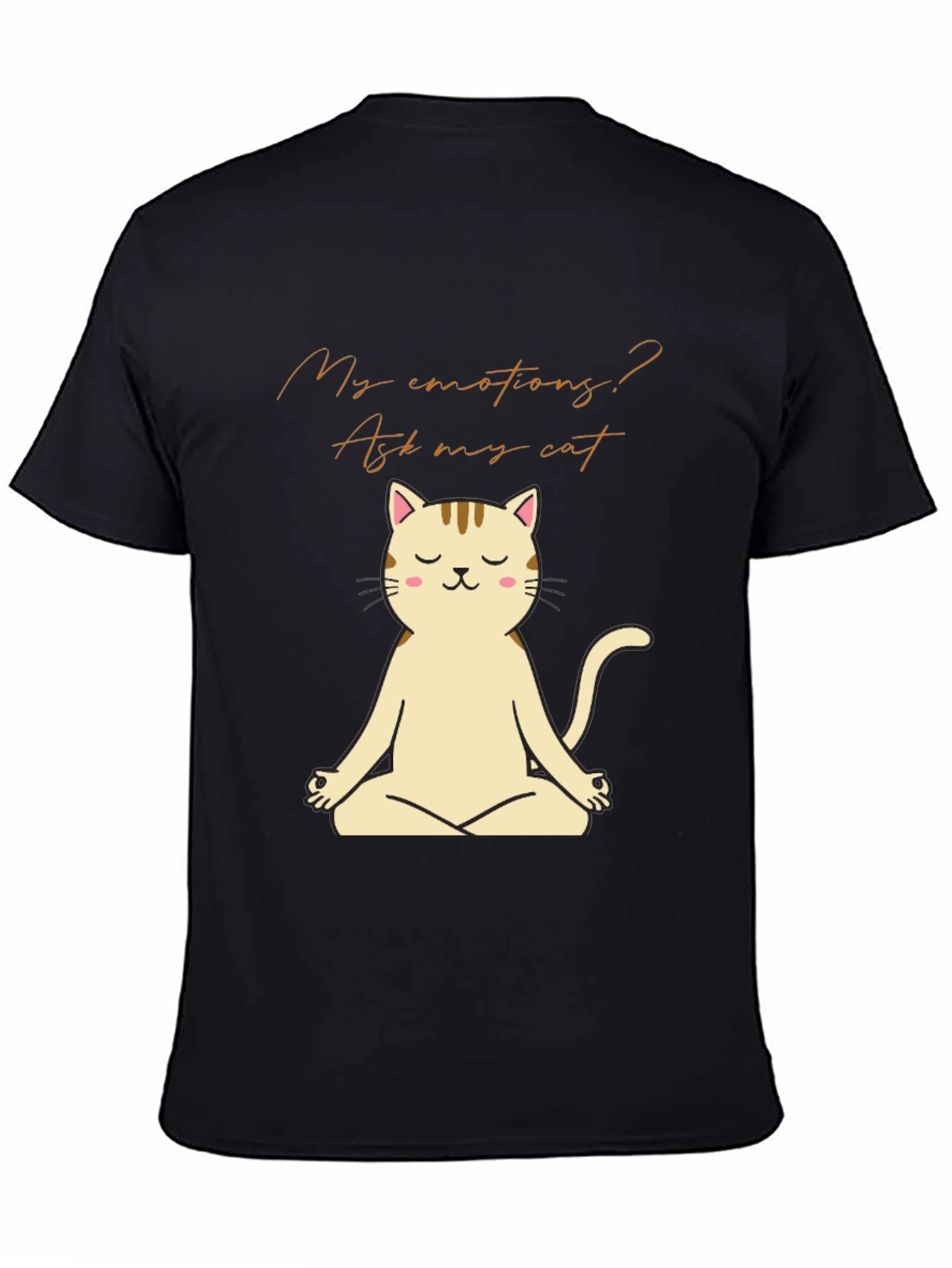 Black Meditating Cat T-Shirt - Ask My Cat view 4