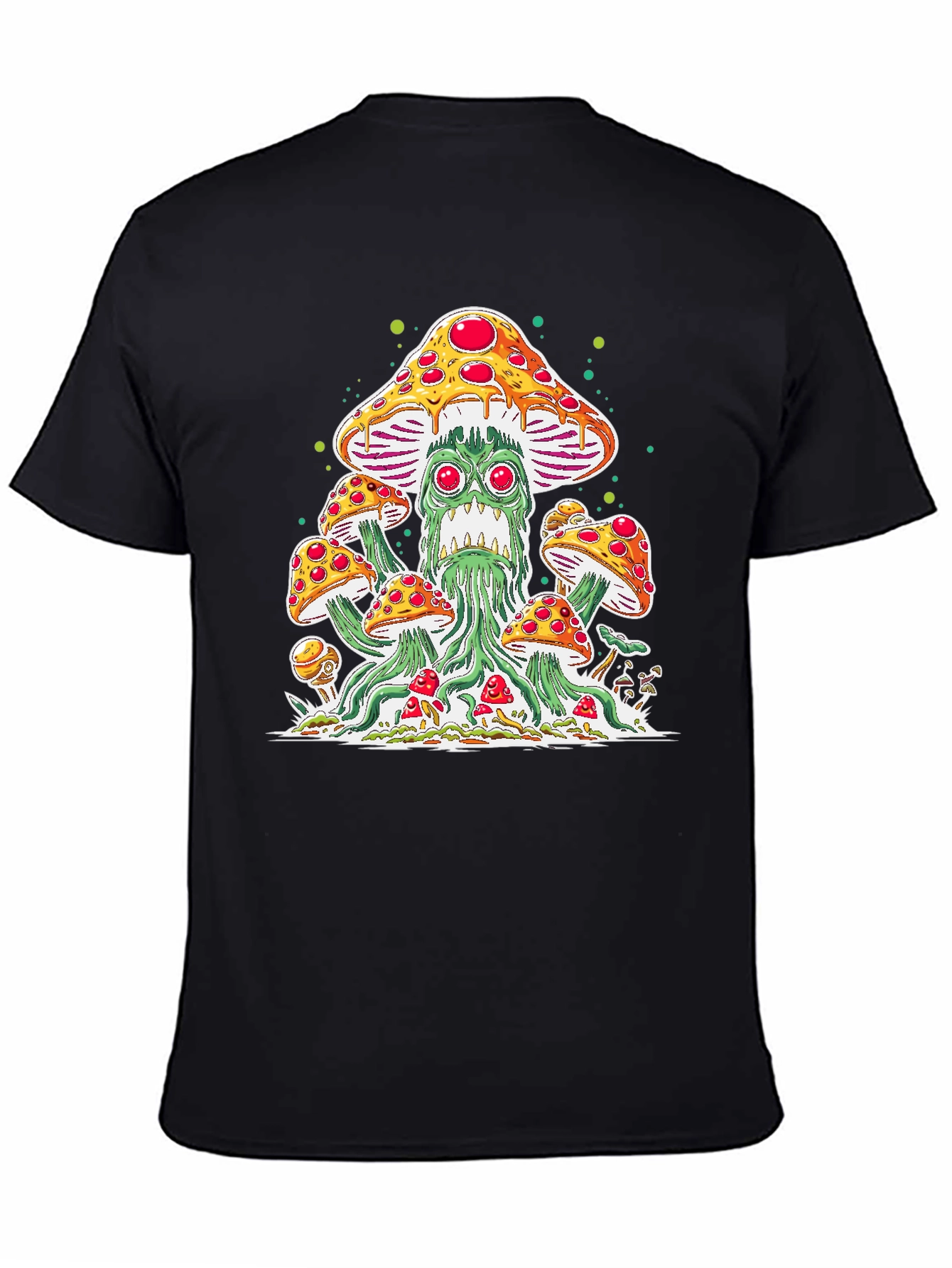 Black Pizza Mushroom Graphic Tee - Funky Unisex T-Shirt view 4