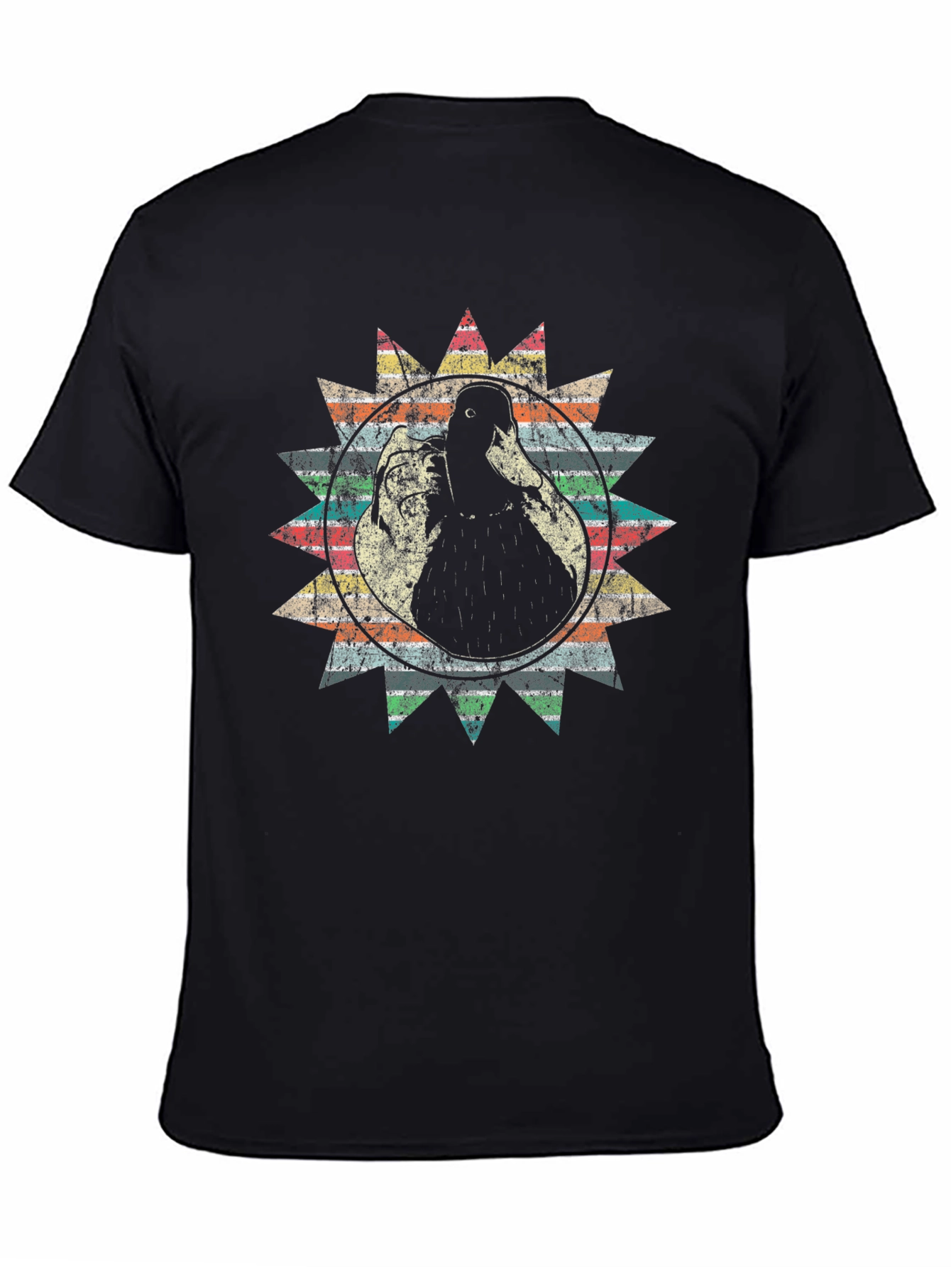 Black Vintage Duck Graphic Tee - Retro Style view 4