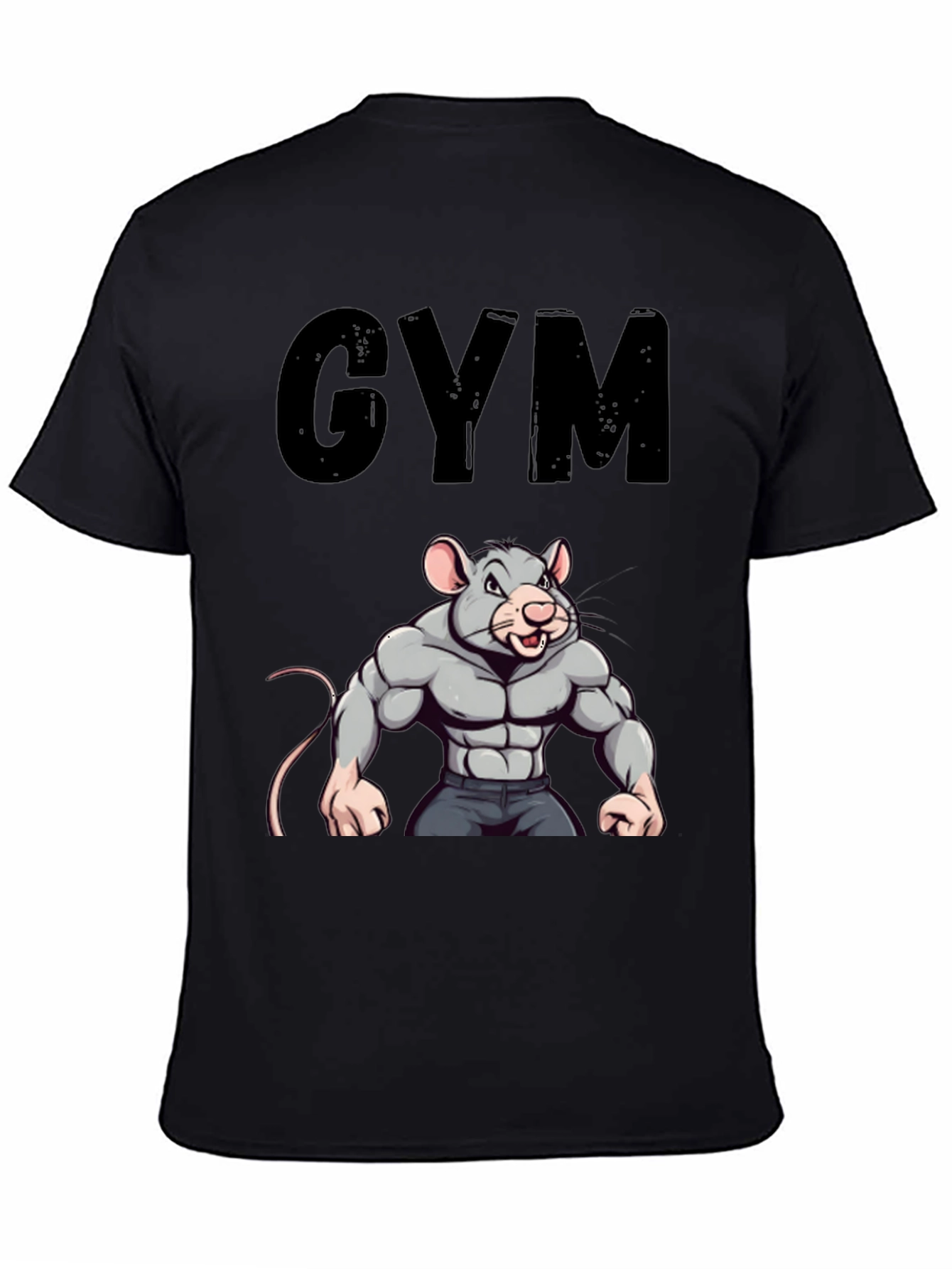 Black Gym Rat T-Shirt - Funny Workout Tee view 4