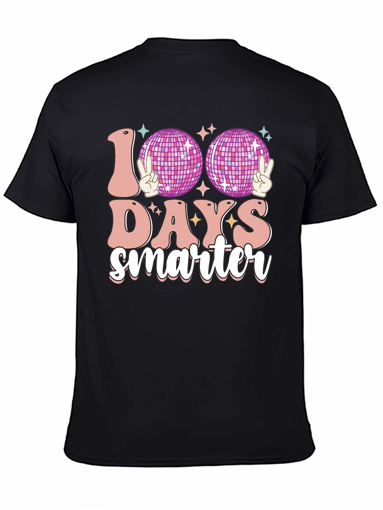 Black 100 Days Smarter Disco Ball T-Shirt view 4