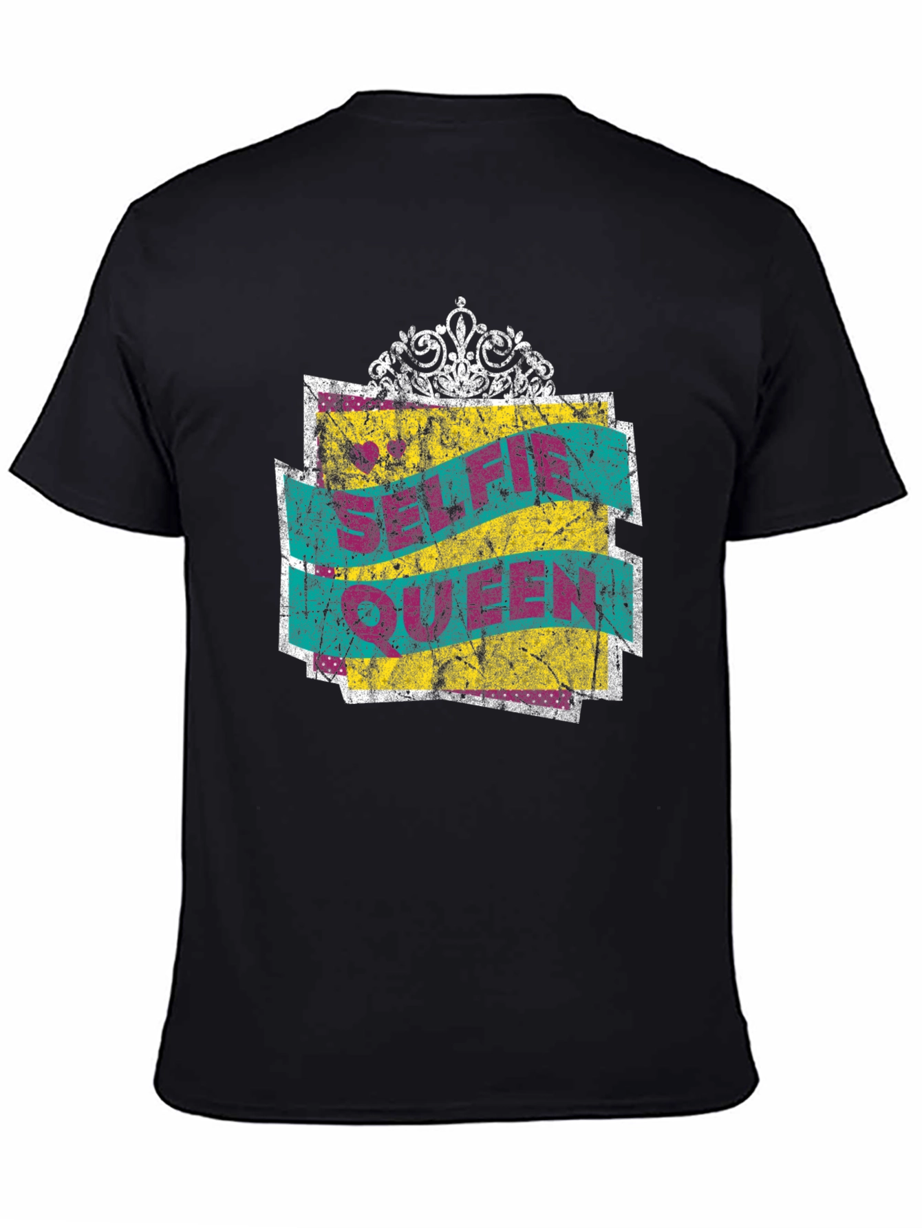 Black Selfie Queen Crown Graphic T-Shirt view 4