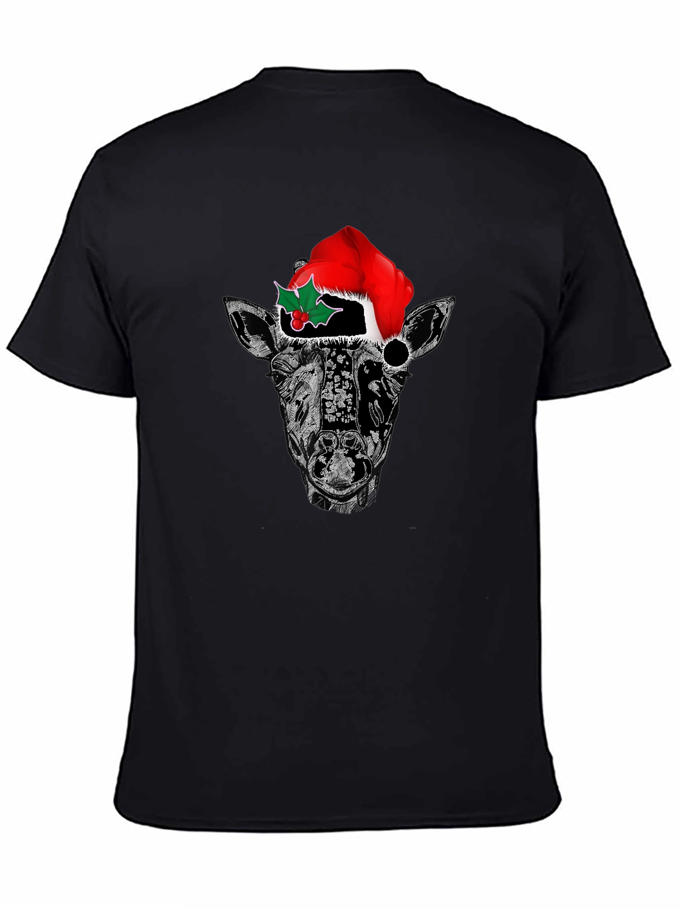 Black Giraffe Christmas T-Shirt - Holiday Festive Tee view 4