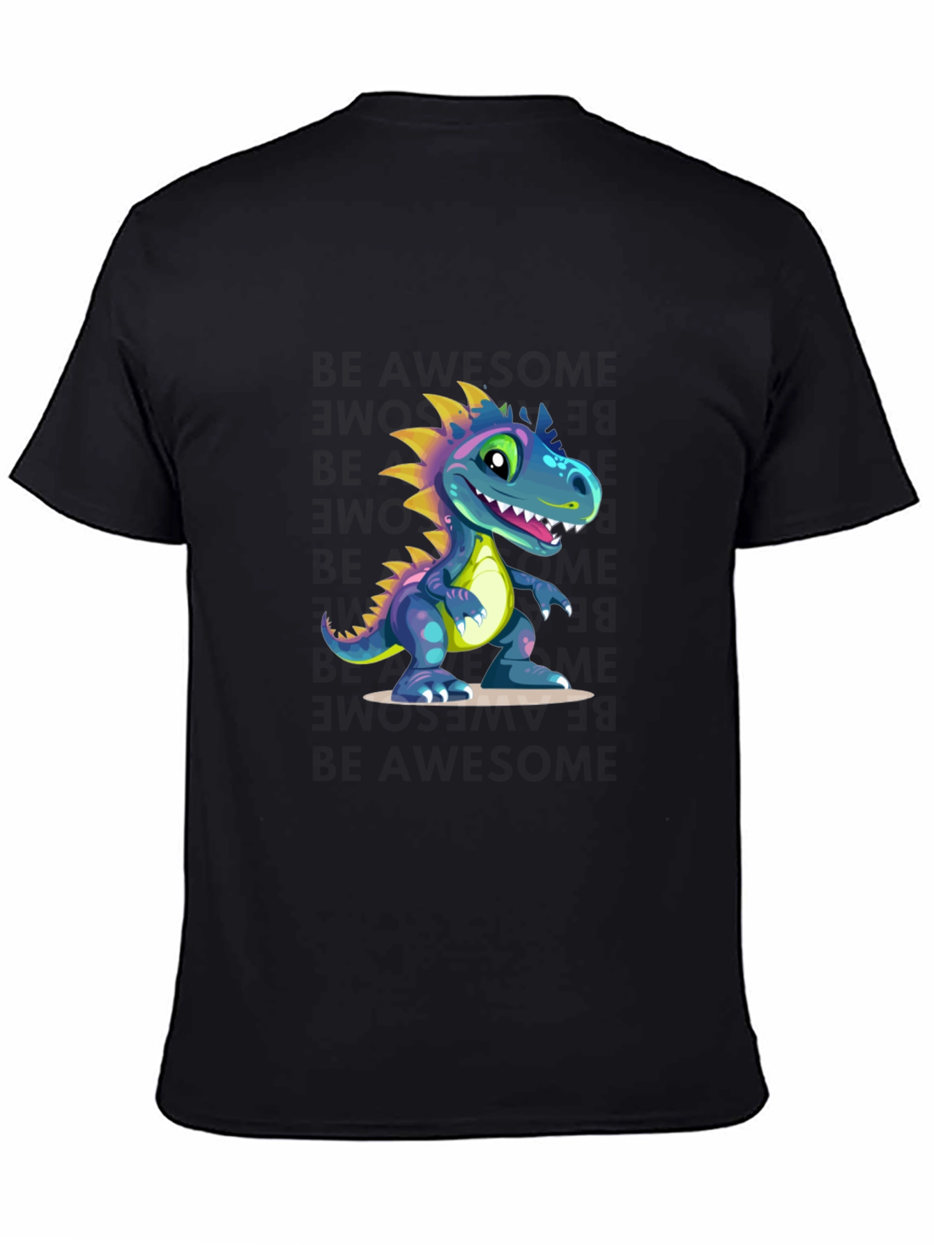 Black Dinosaur Graphic Tee - Black Cotton Blend view 4
