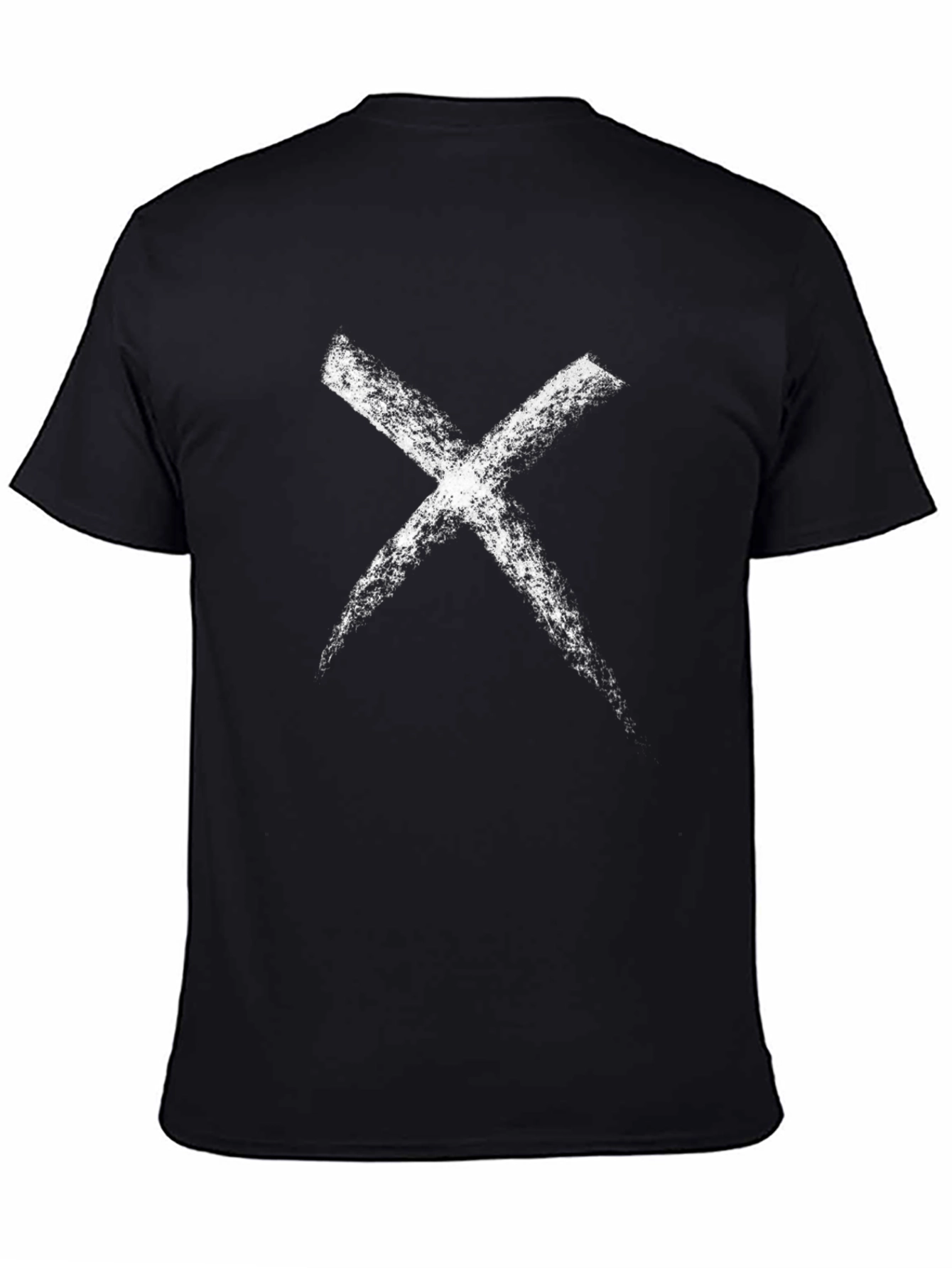 Black Grunge X Mark T-Shirt - Casual Black Tee view 4