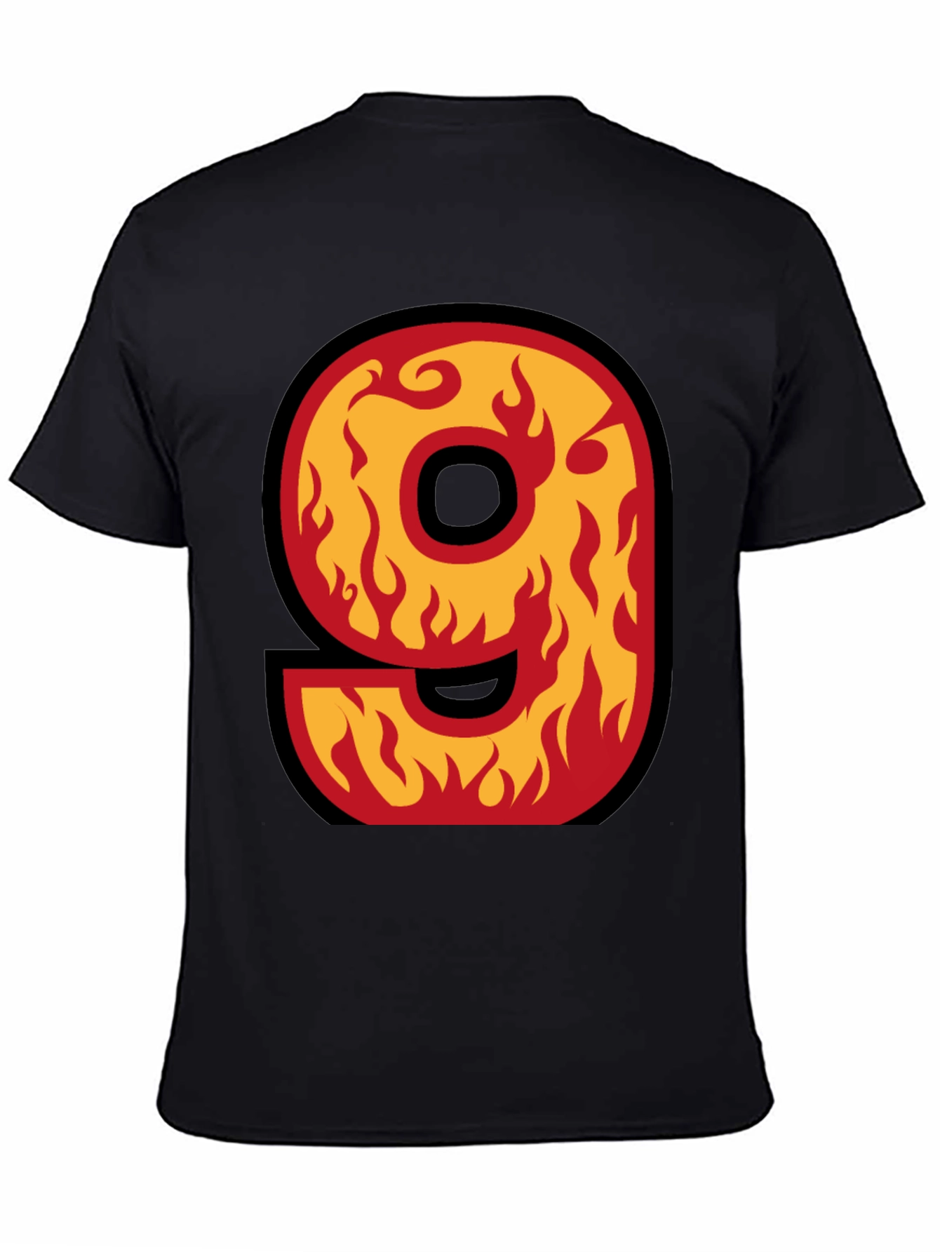 Black Fiery Number 9 T-Shirt - Bold Graphic Tee view 4