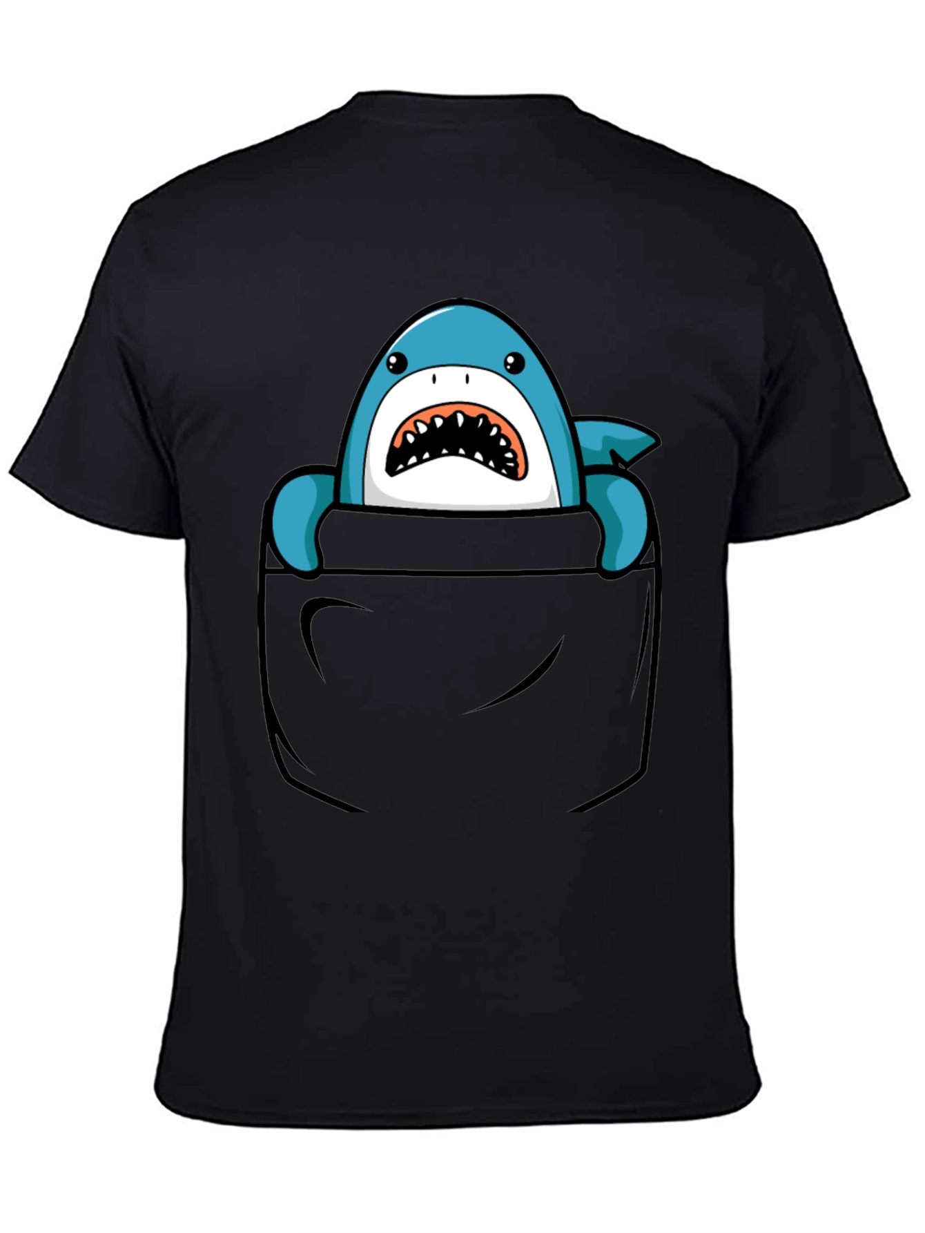 Black Shark Pocket T-Shirt - Fun Graphic Tee for Men view 4