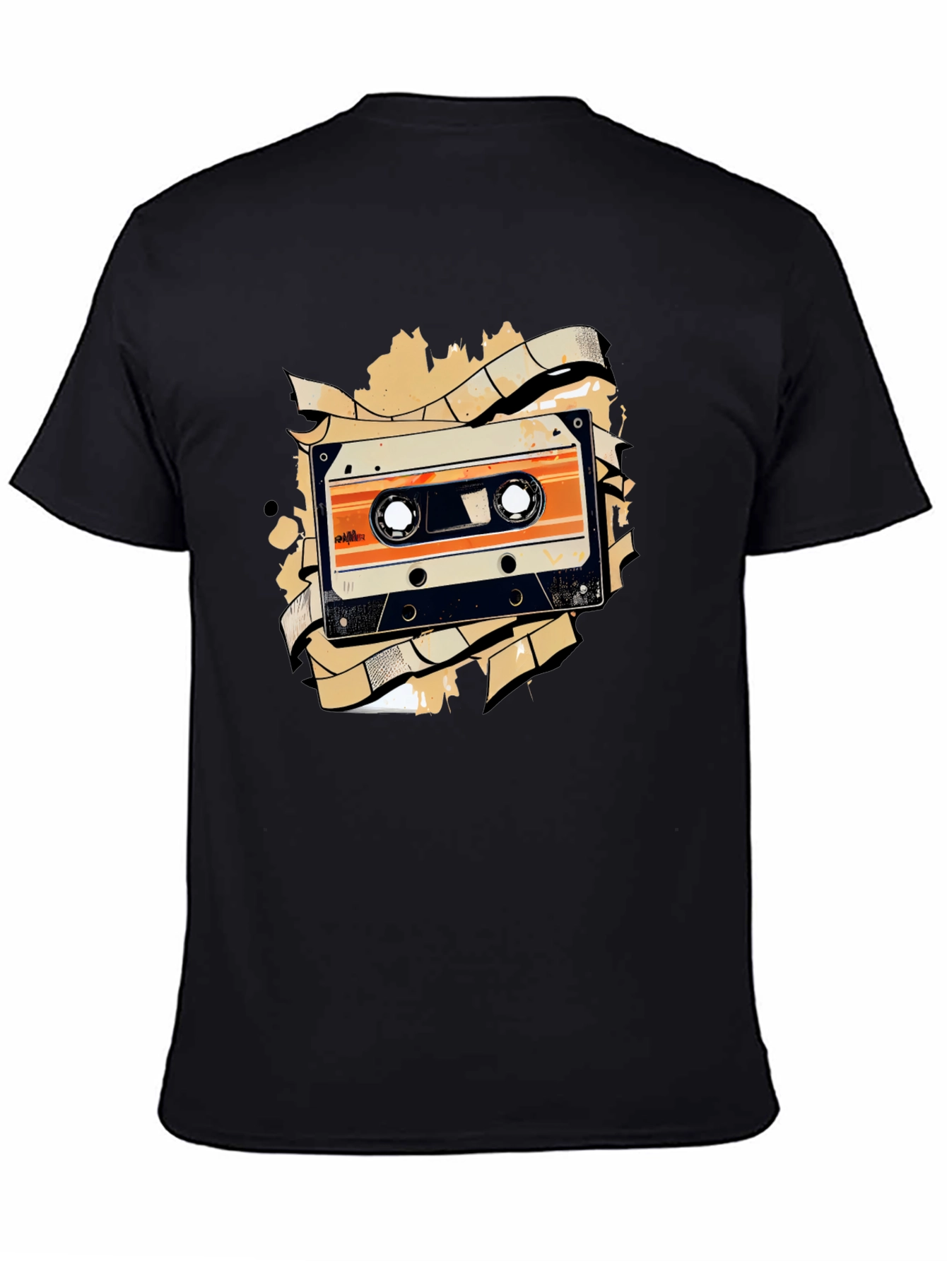 Black Retro Cassette Tape Graphic Tee - Black view 4