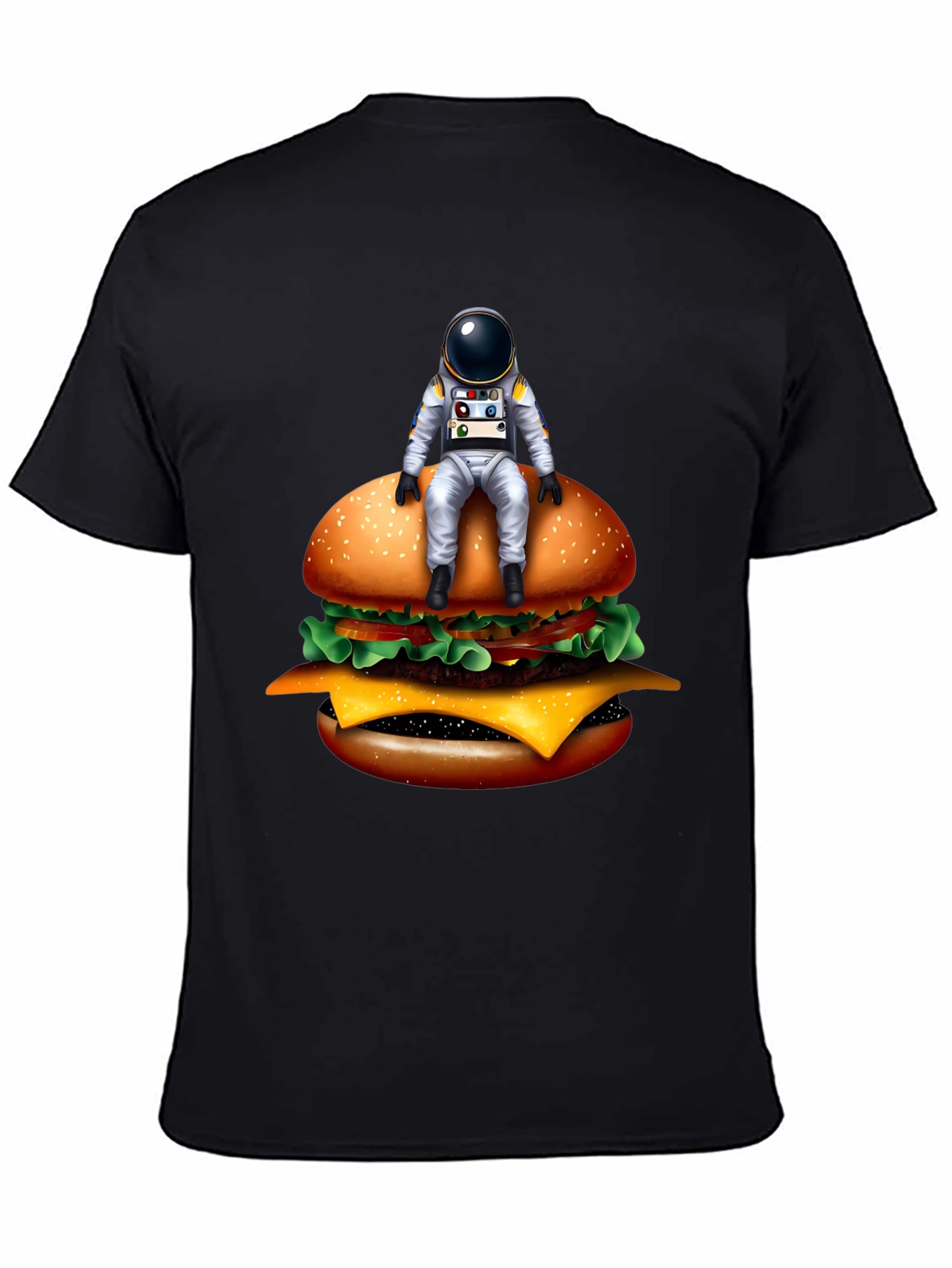 Black Astronaut Burger T-Shirt - Unisex Graphic Tee view 4