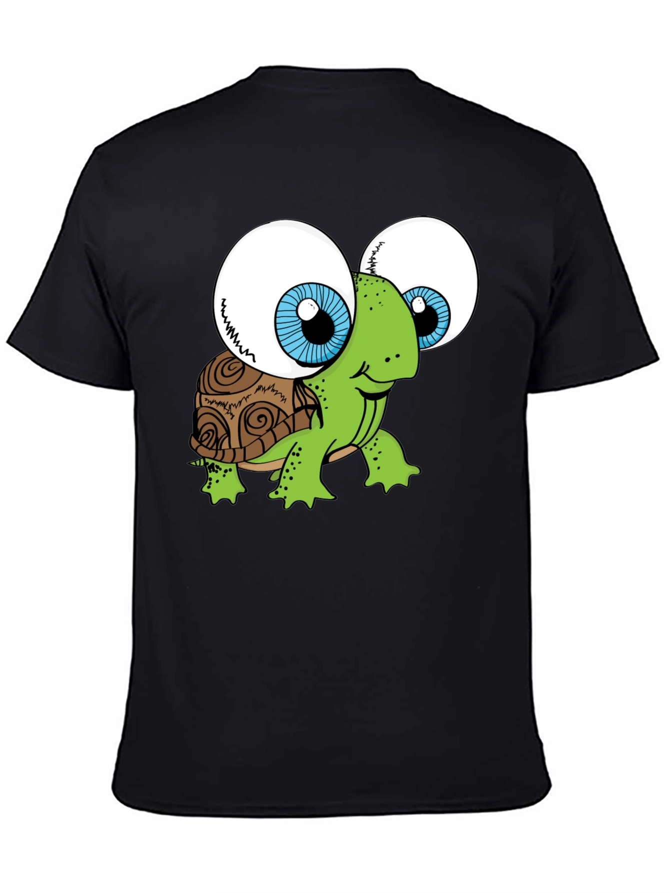 Black Funny Turtle Googly Eyes Black T-Shirt view 4
