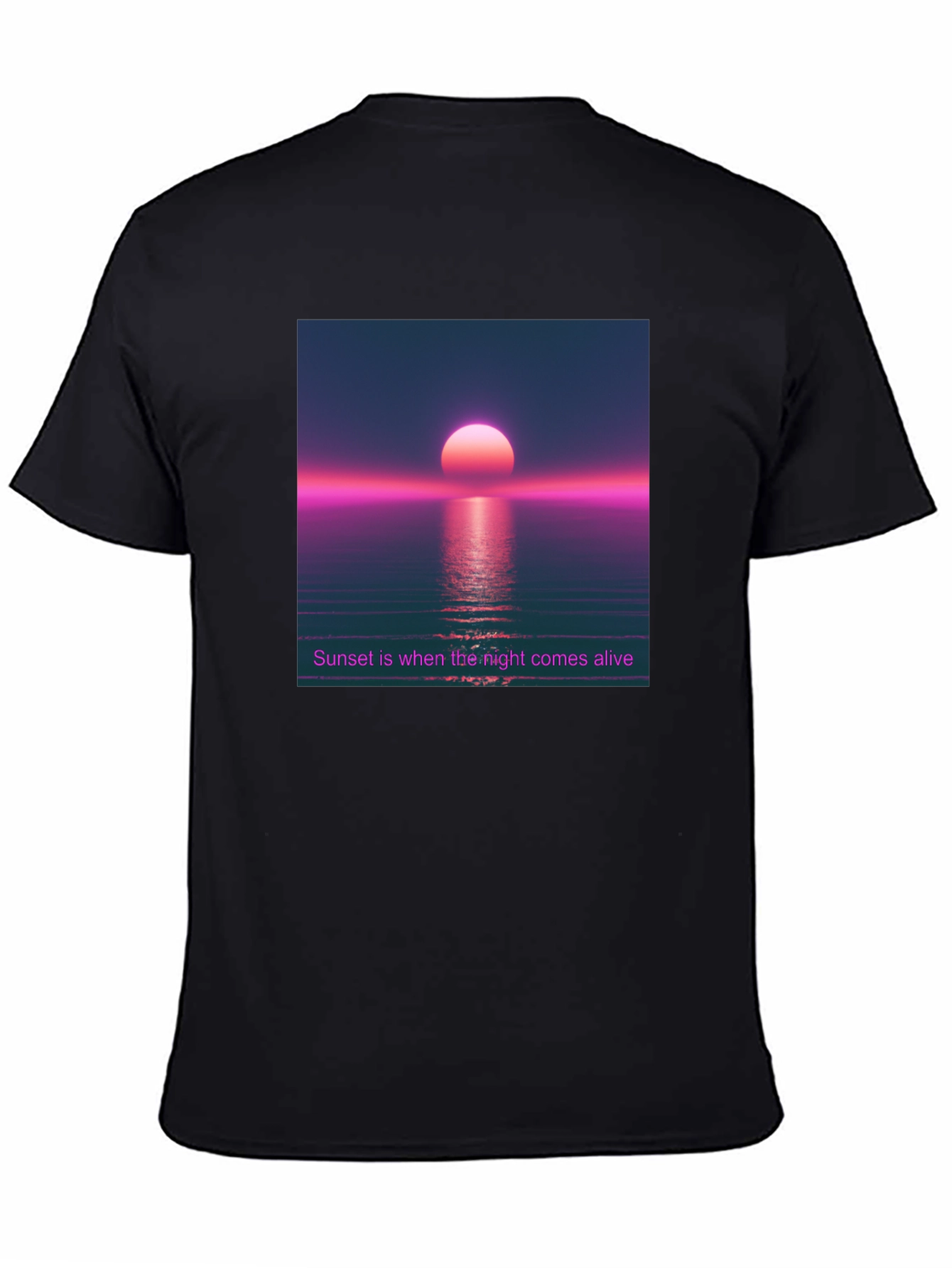 Black Sunset Aesthetic T-Shirt - Night Comes Alive Tee view 4