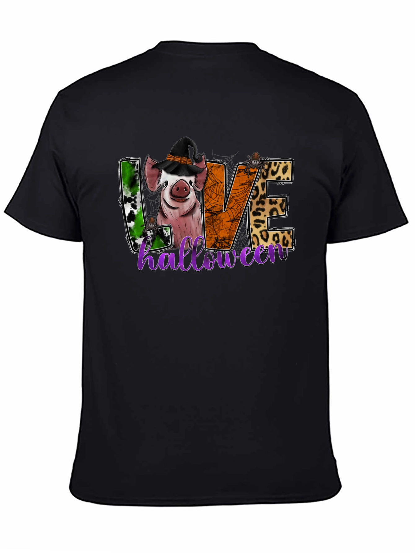 Black Halloween Pig Graphic T-Shirt view 4