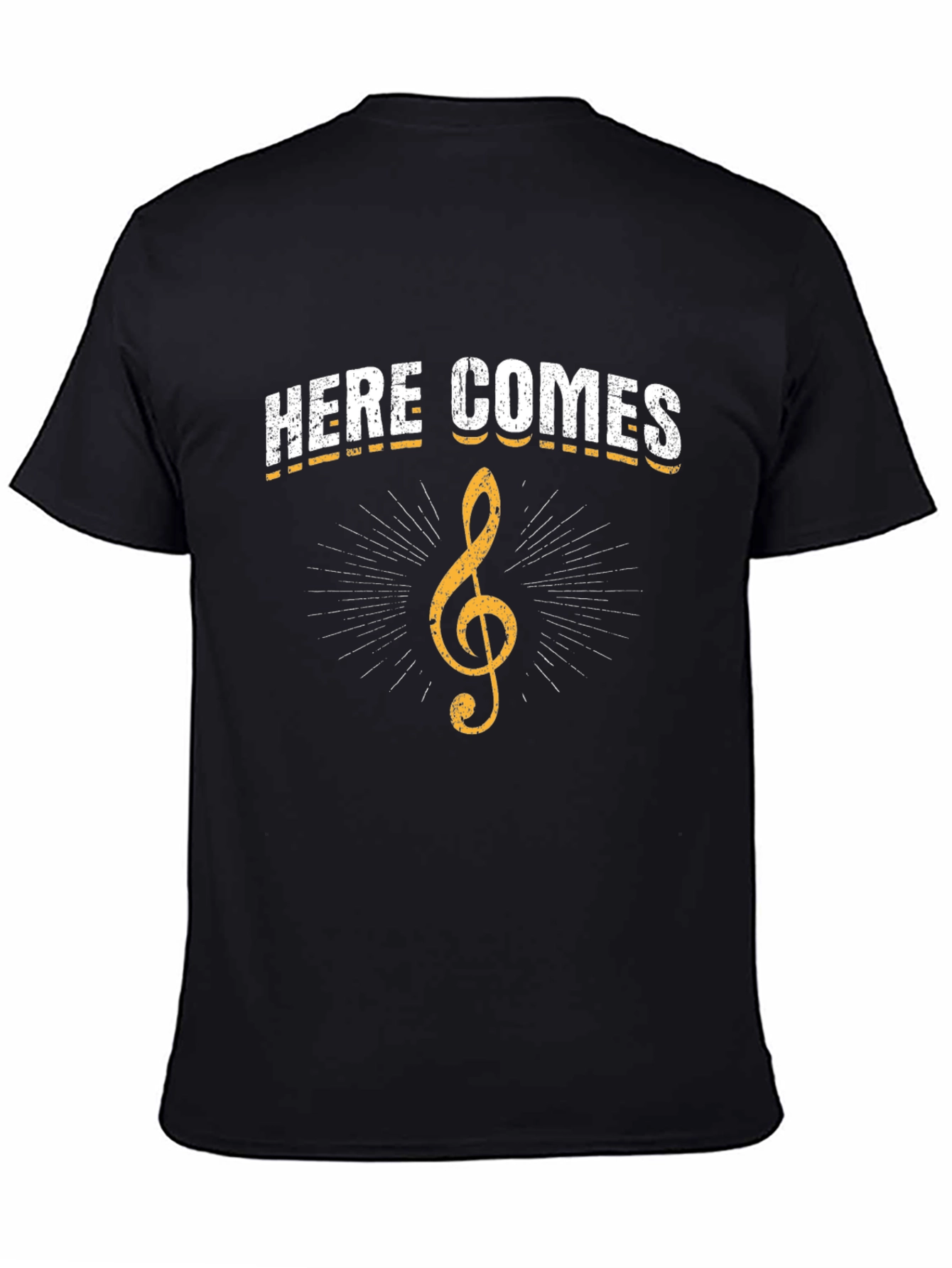 Black Here Comes Treble Clef Graphic T-Shirt view 4