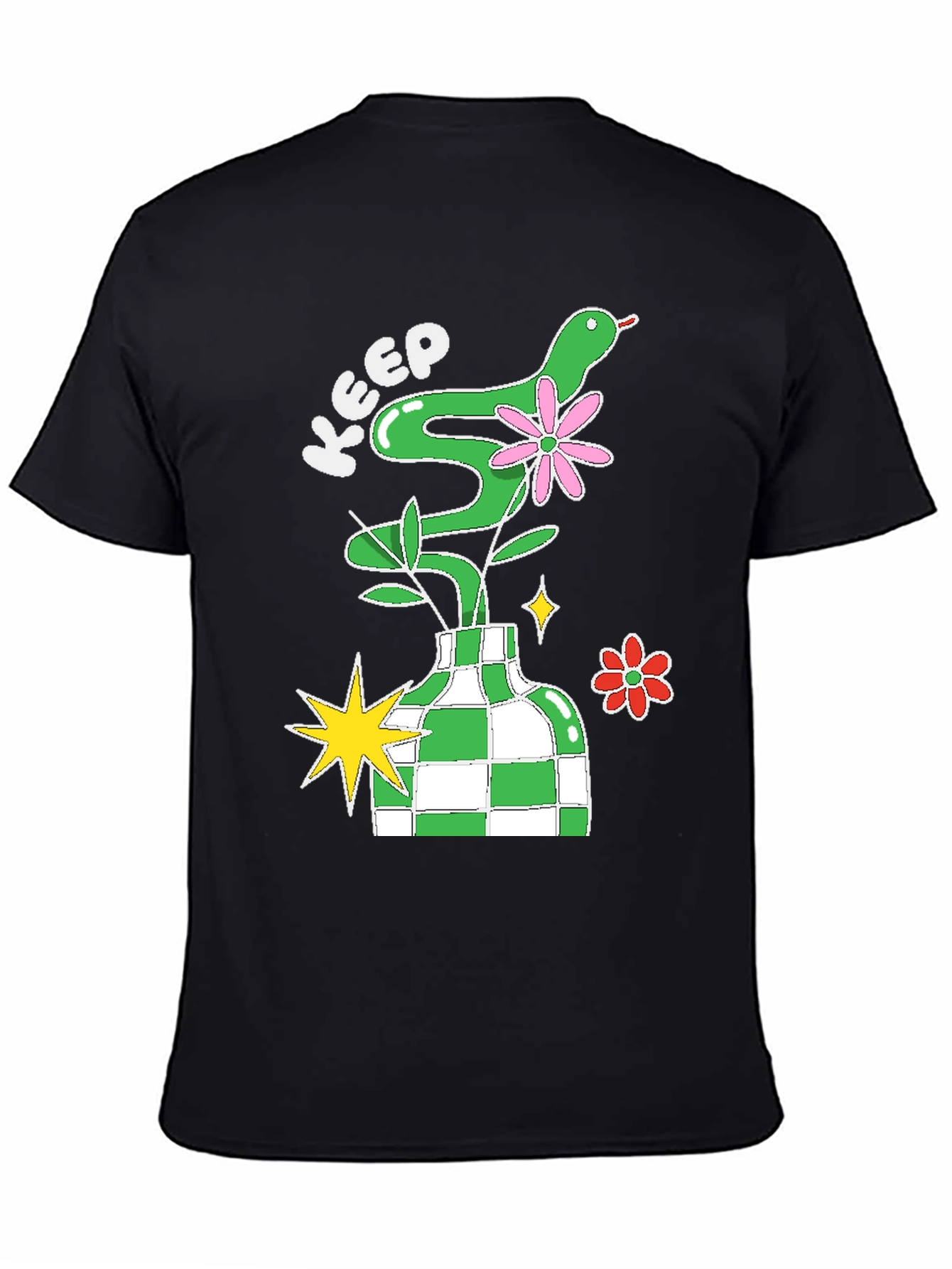 Black Keep Snake Plant Tee - Quirky Graphic T-Shirt view 4