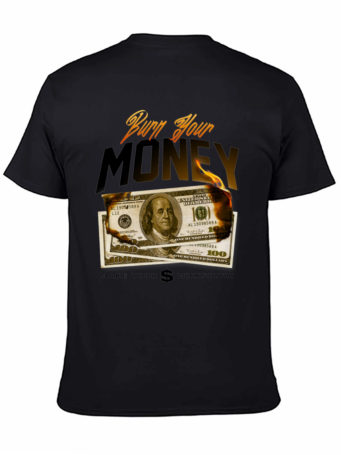 Black Burn Your Money Graphic Tee view 4