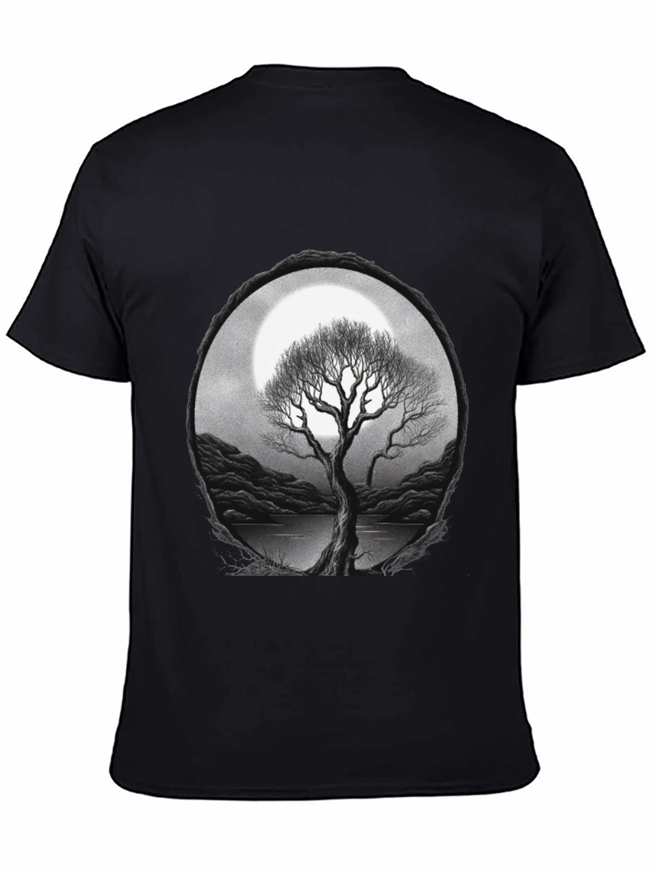 Black Moonlit Tree Graphic Tee - Unisex view 4