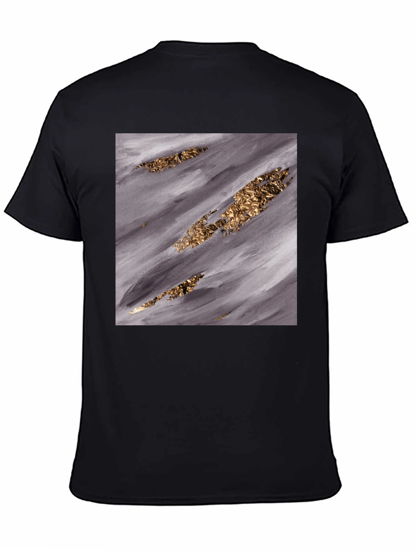 Black Abstract Gold & Grey T-Shirt view 4