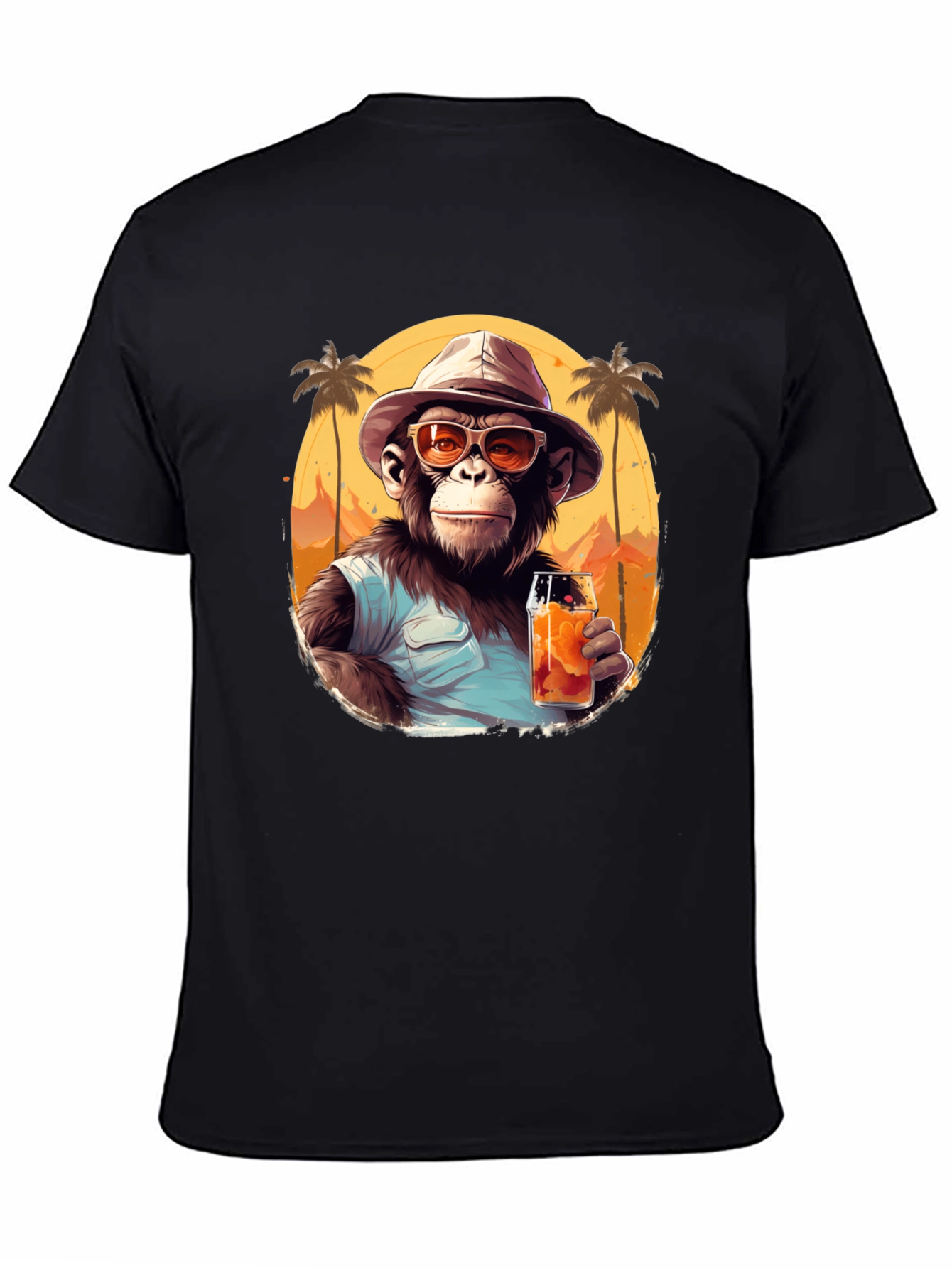 Black Tropical Monkey Graphic Tee - Vacation Vibes view 4