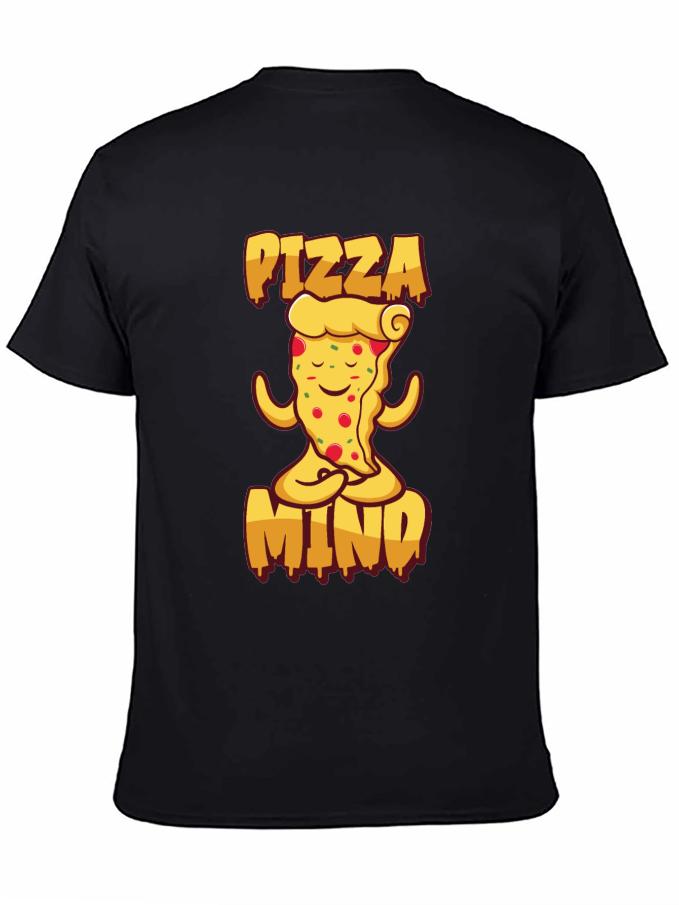 Black Pizza Mind Black T-Shirt for Men view 4
