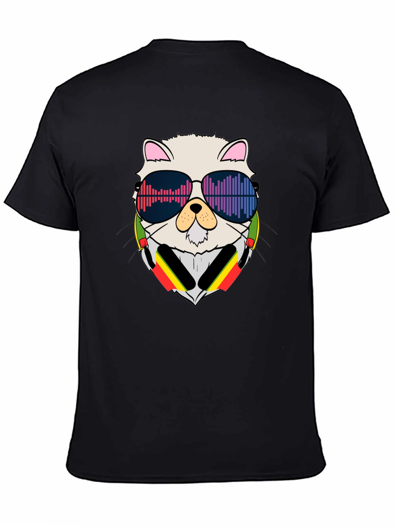 Black Cool Cat DJ Black T-Shirt view 4