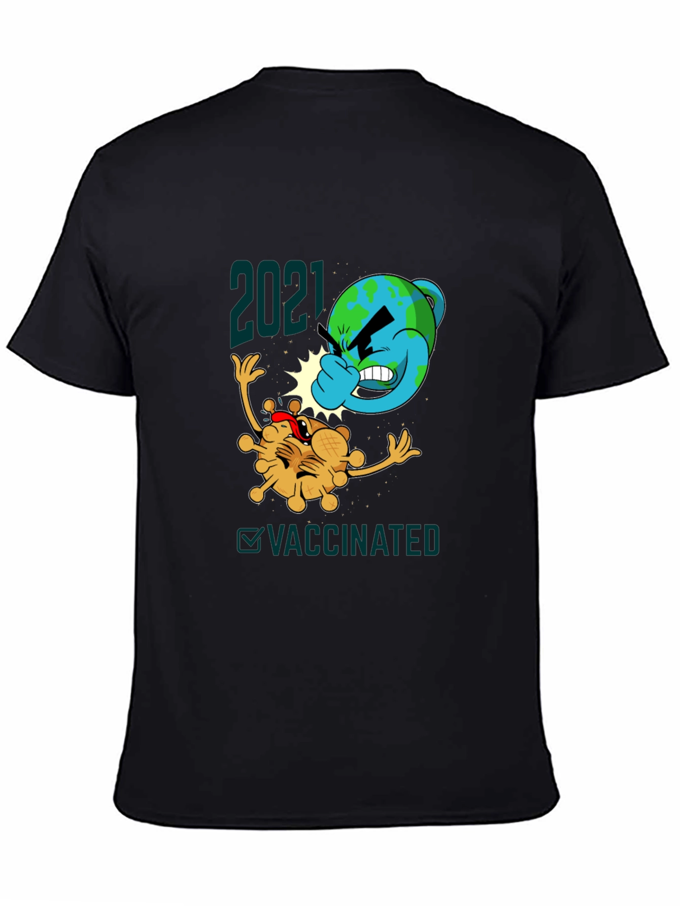 Black 2021 Vaccinated Graphic Tee - Beat the Virus! view 4