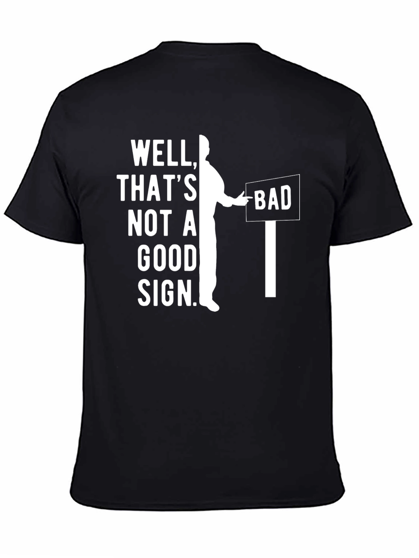 Black Funny "Bad Sign" Graphic Tee - Mens Novelty T-Shirt view 4
