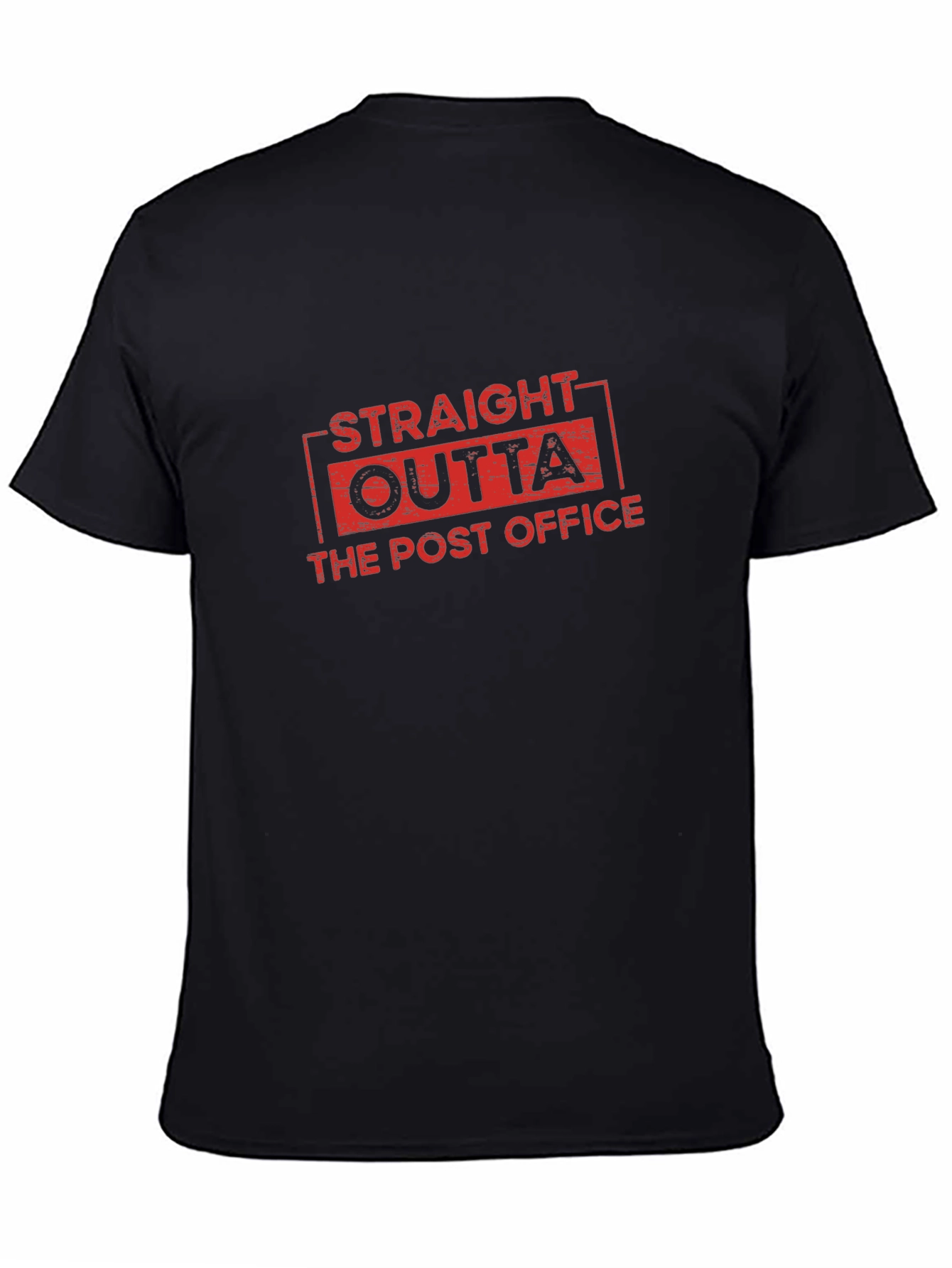Black Straight Outta The Post Office T-Shirt view 4